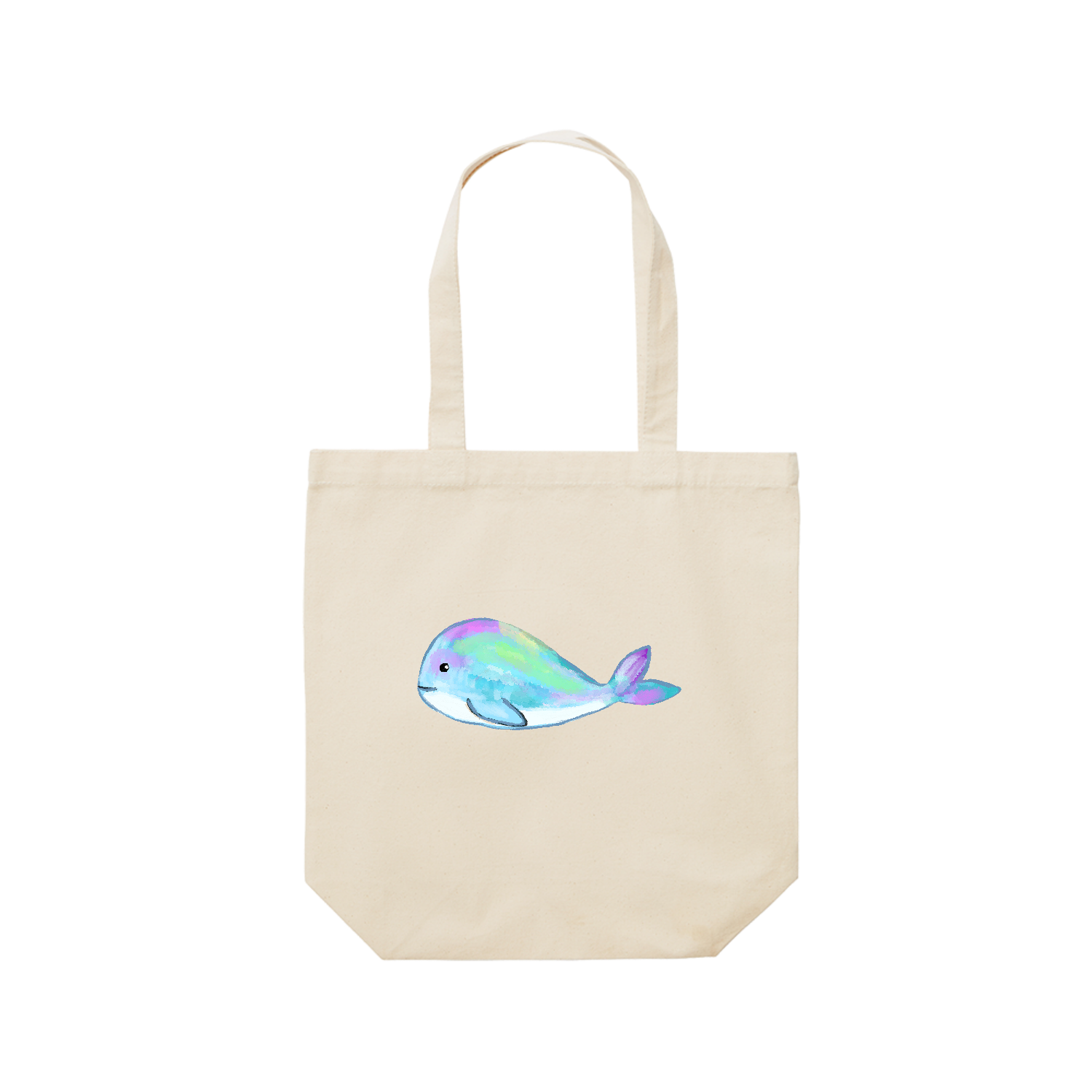 可愛い夢夢くじら レギュラーキャンバストートバッグ(M) (フルカラー転写プリント)