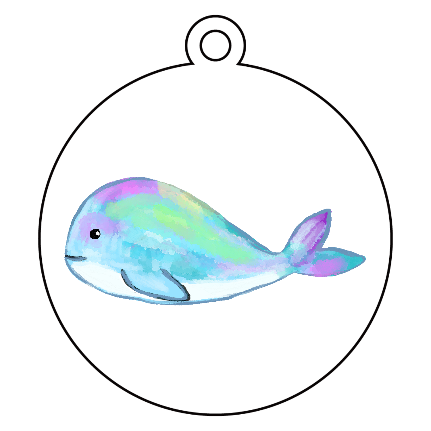 可愛い夢夢くじら アクリルキーホルダー　丸型 (6cm)