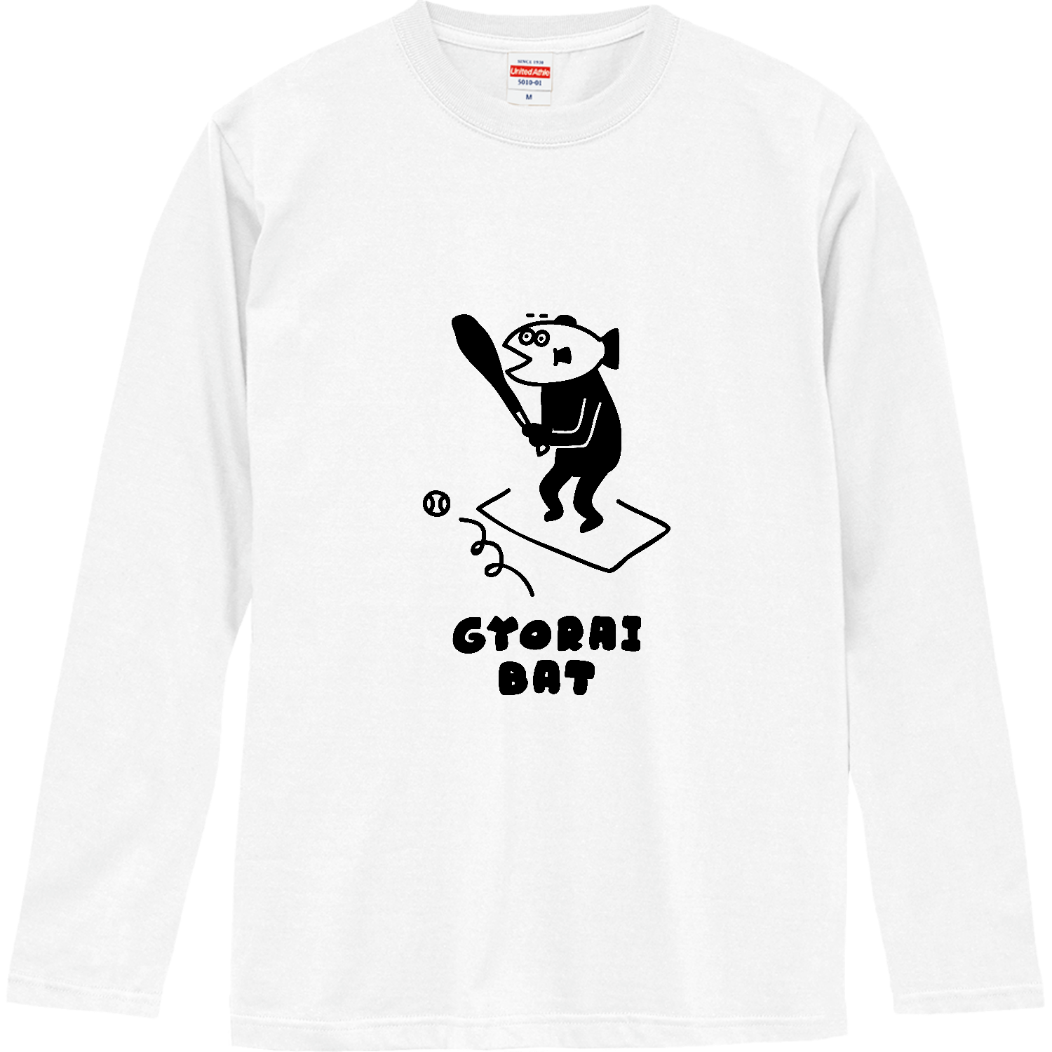 野球　魚と魚雷なバット ロングスリーブTシャツ