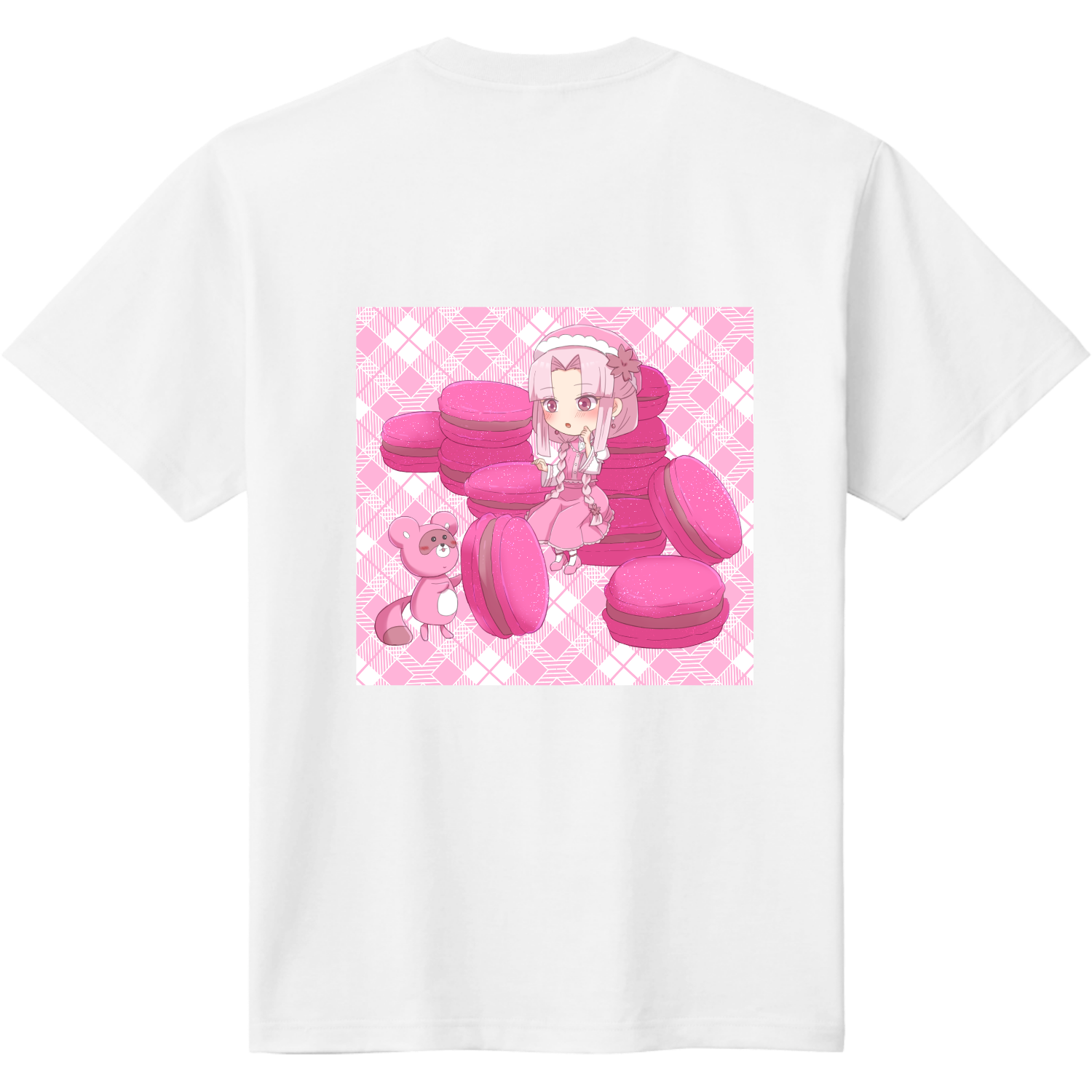 お菓子と少女（青＆桃色）定番Ｔシャツ2