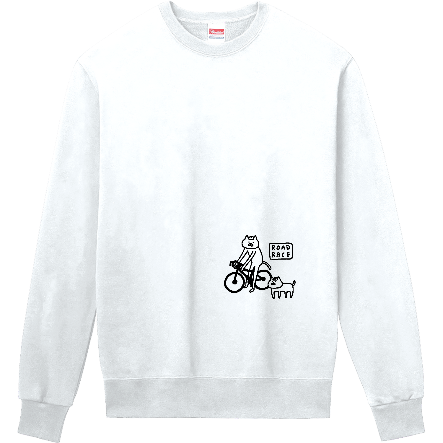 ロードレース・自転車　ロードバイクにまたがるネコ 定番スウェット