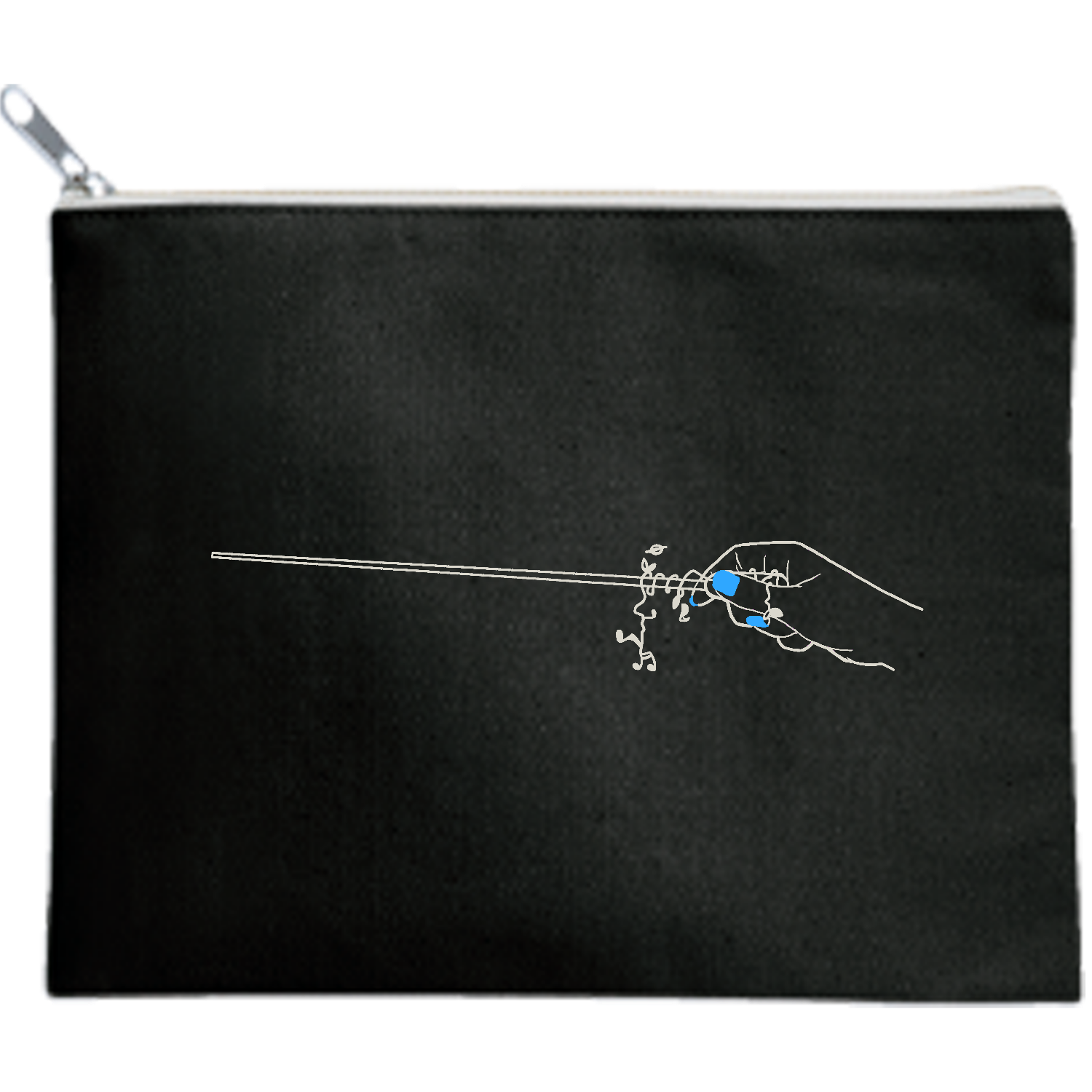 指揮棒ホワイト キャンバスフラットポーチ（M）【白プリント有】