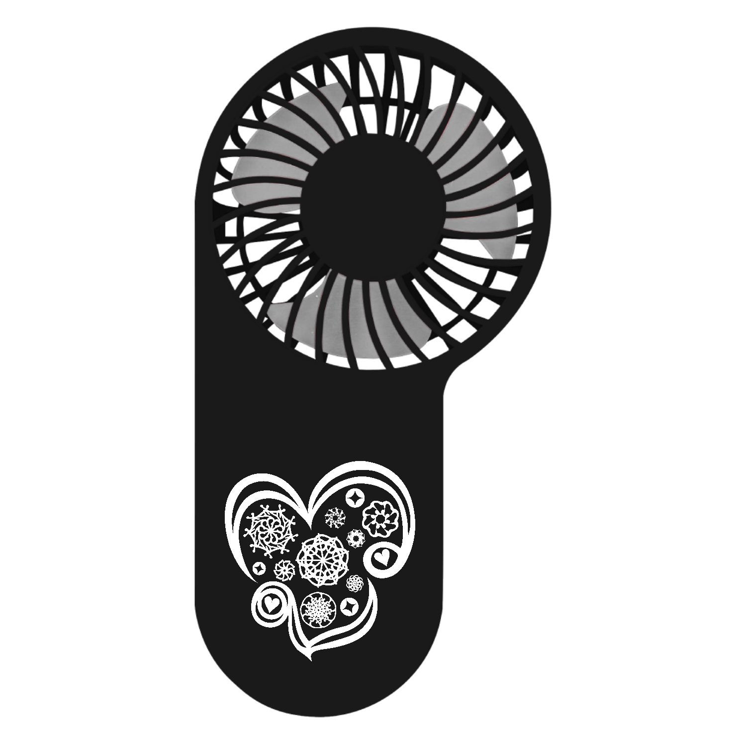 ことばもん／「だいすき」ハート　ベーシック白文字／ハンディファン コンパクトハンディUSBファン