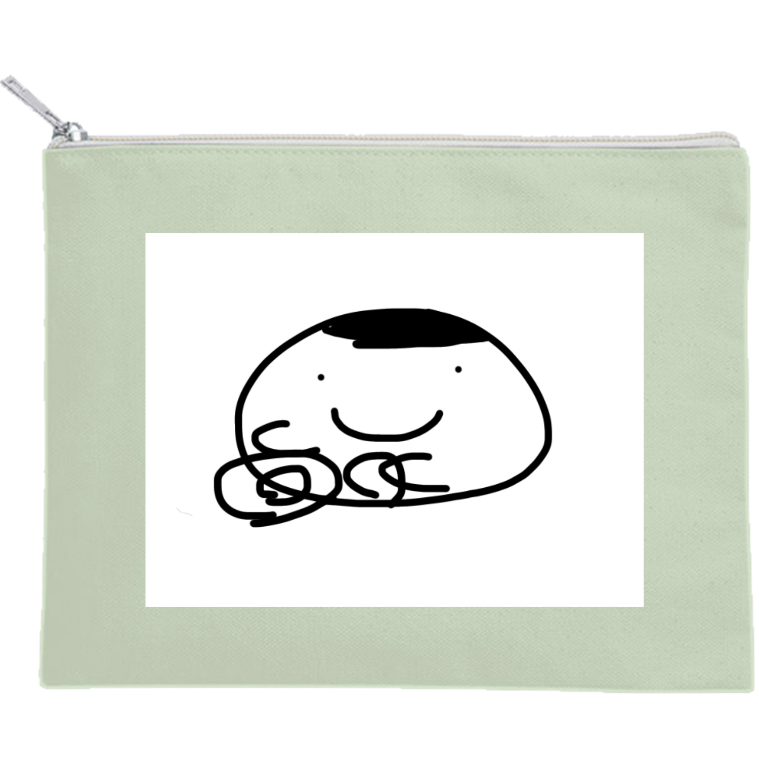 お皿洗い職人 キャンバスフラットポーチ（M）【白プリント有】