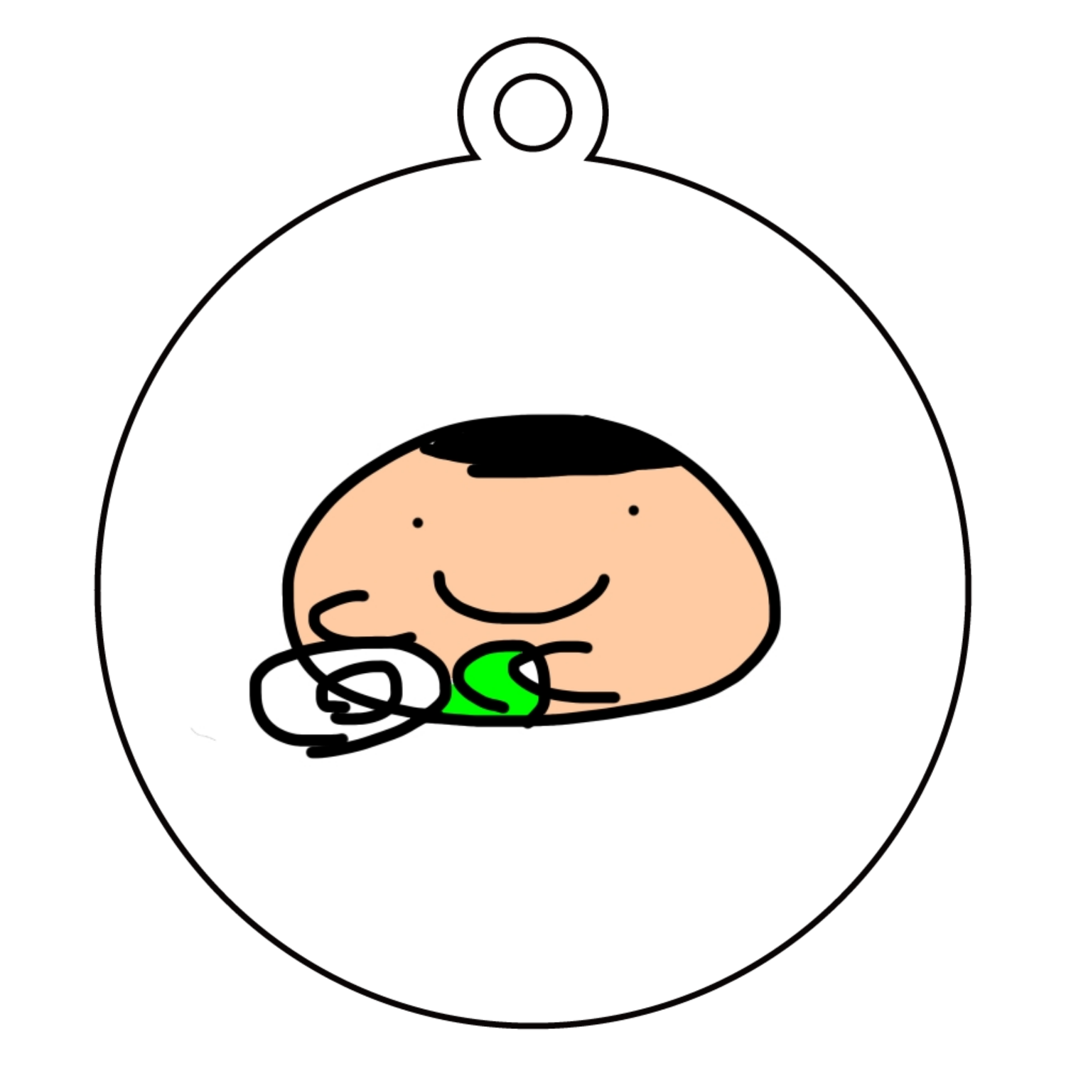 お皿洗い職人（色ありバージョン） アクリルキーホルダー　丸型 (6cm)