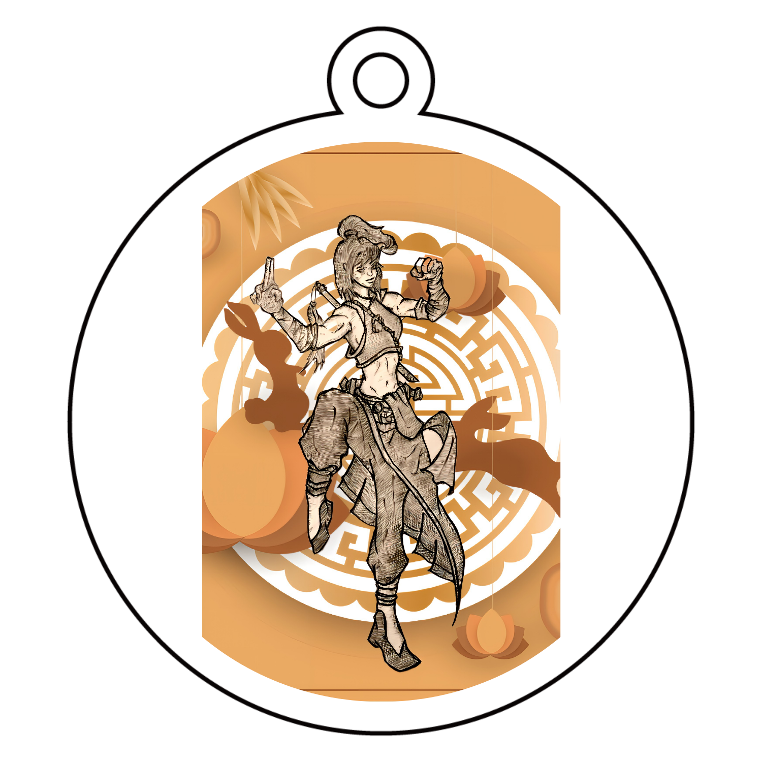 カンフー少女 アクリルキーホルダー　丸型 (6cm)