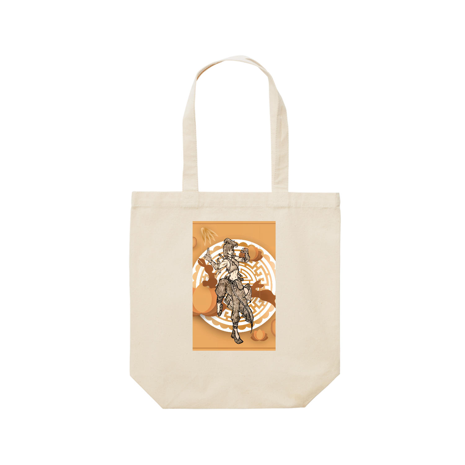 カンフー少女 レギュラーキャンバストートバッグ(M) (フルカラー転写プリント)