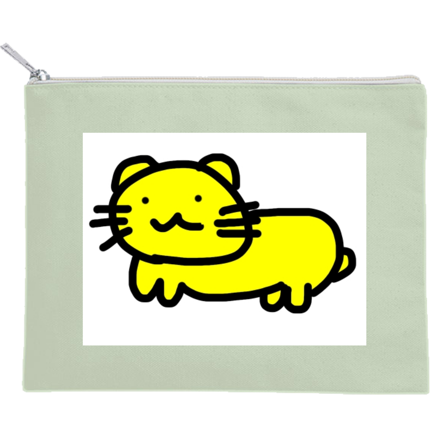 お皿洗い職人のペット キャンバスフラットポーチ（M）【白プリント有】