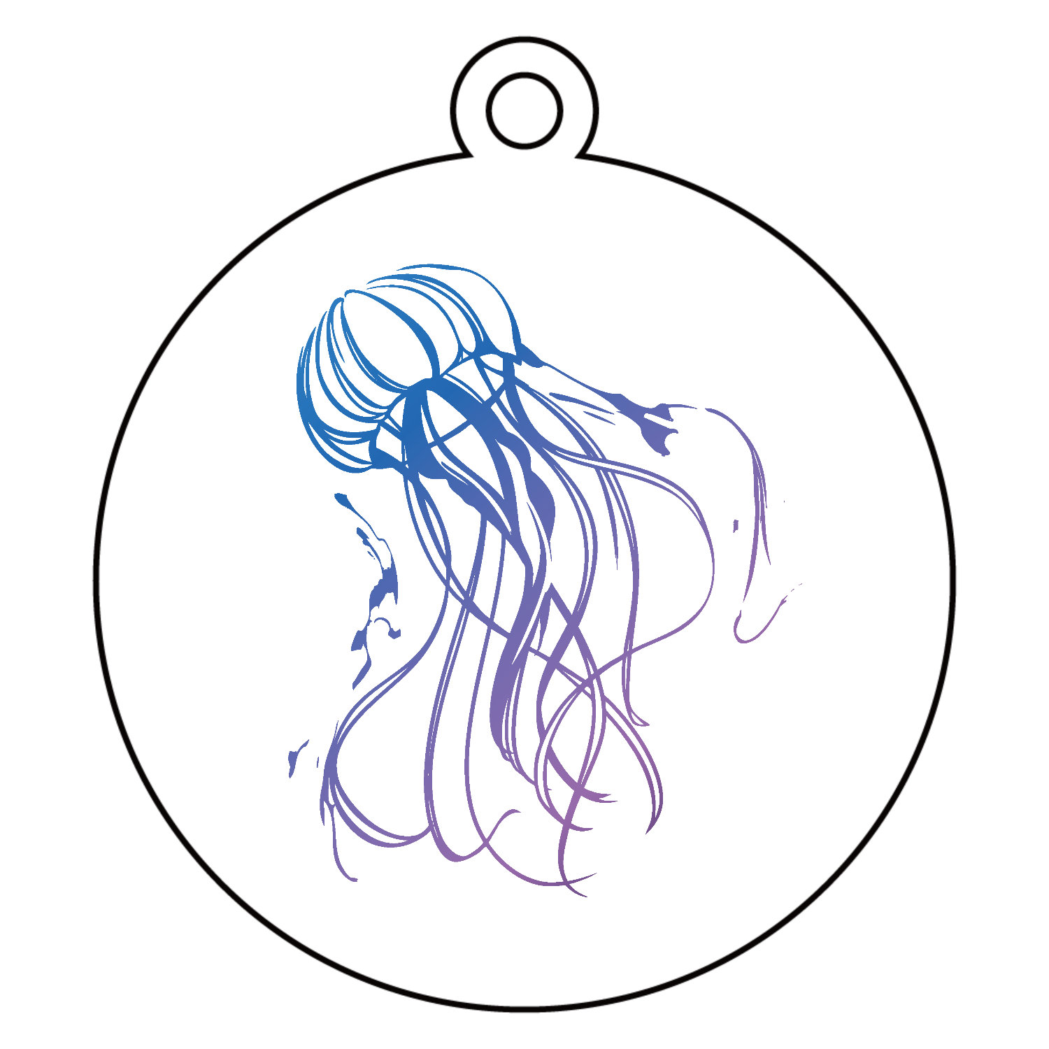 クラゲのアートロゴ アクリルキーホルダー　丸型 (6cm)