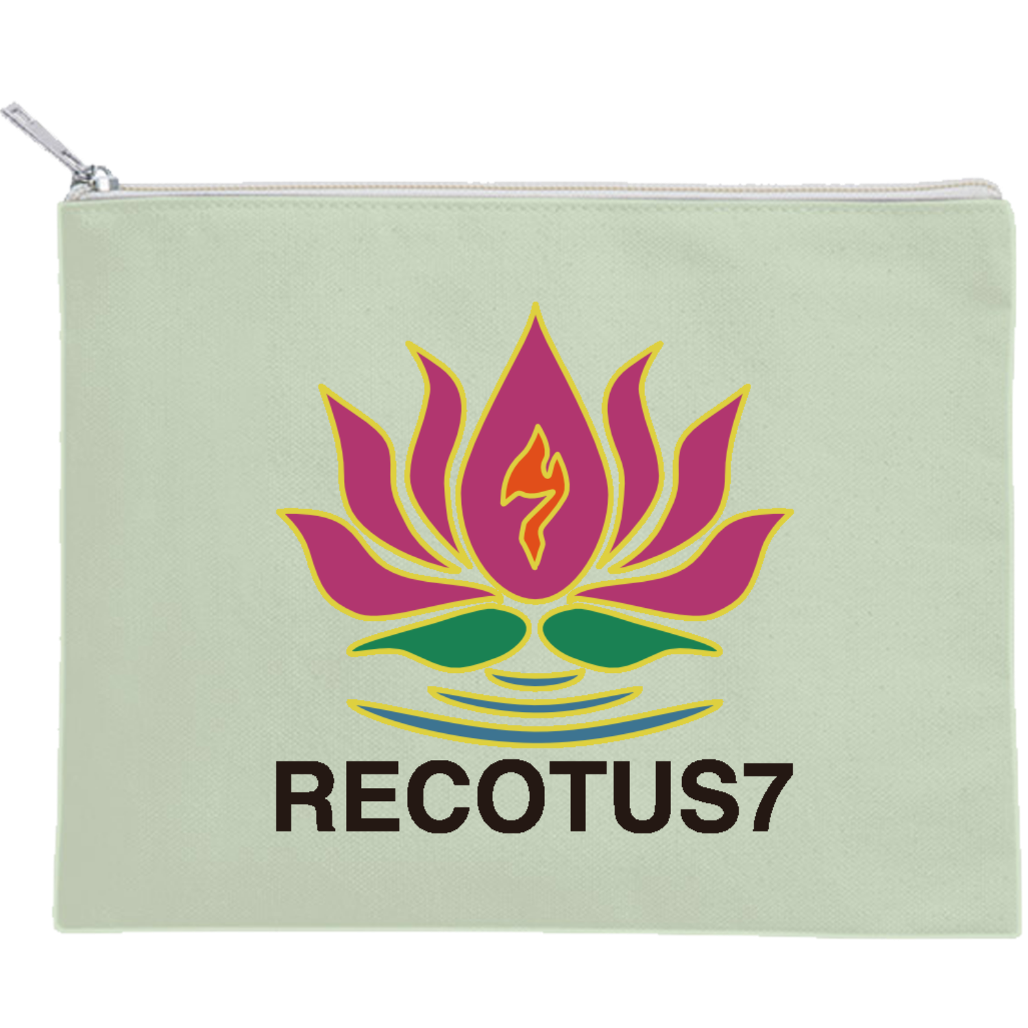 RECOTUS7 キャンバスフラットポーチ（M）【白プリント有】