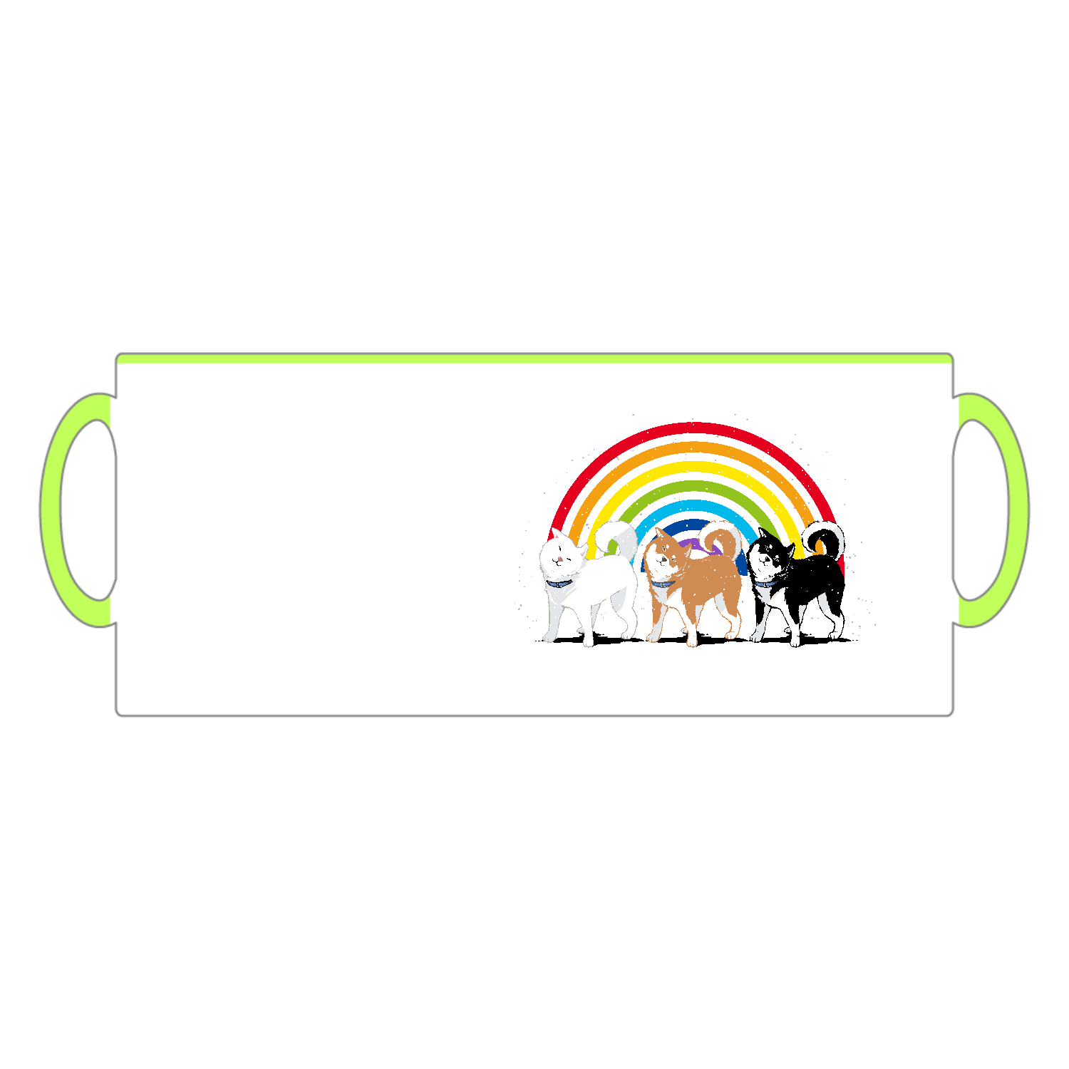 かわいい柴犬：３連柴ドリルと虹（2トーンマグカップ）2トーンマグカップ1