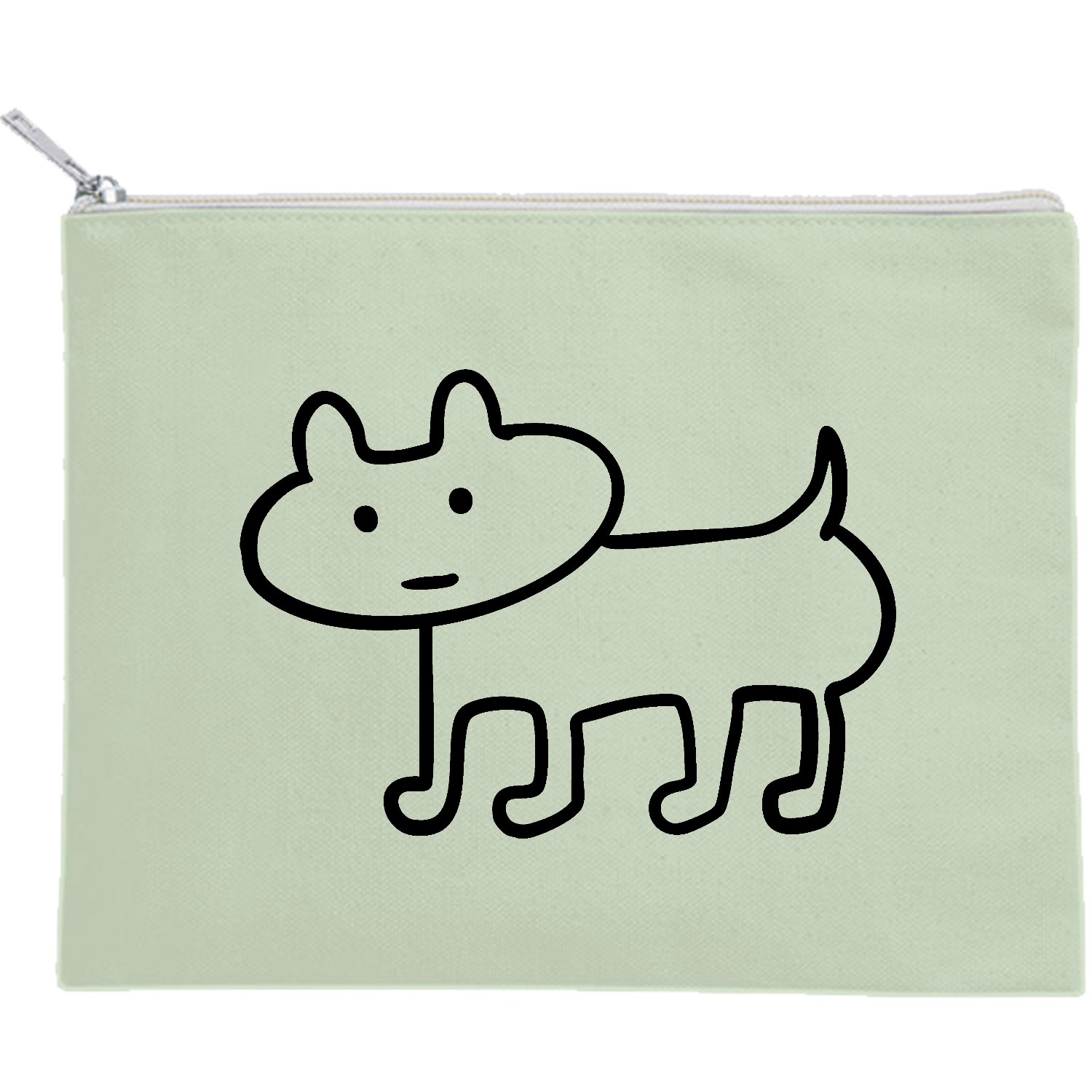 ねこちゃんキャンバスフラットポーチ（M）【白プリント有】の