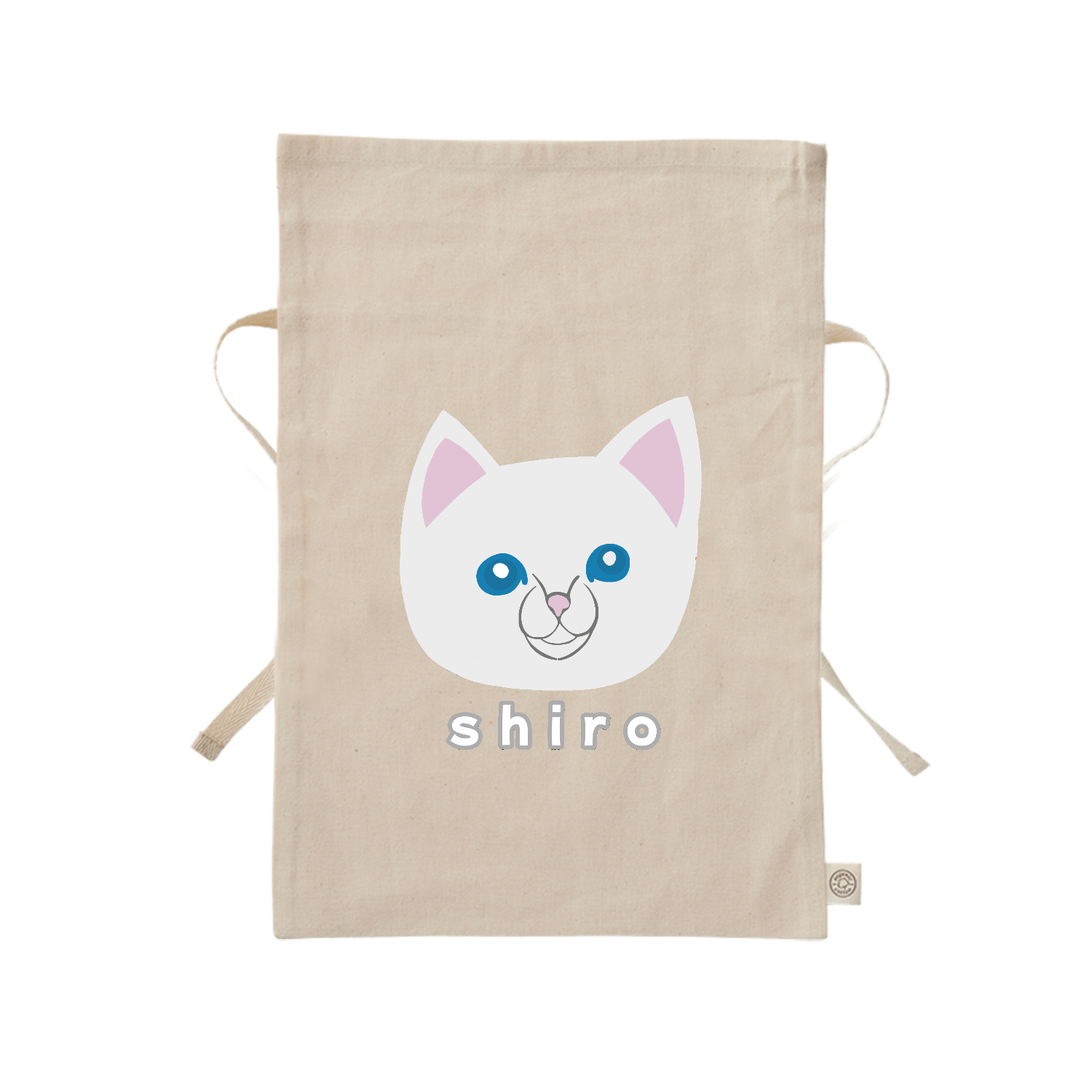 しろねこちゃん オーガニックコットンラッピング巾着（M）