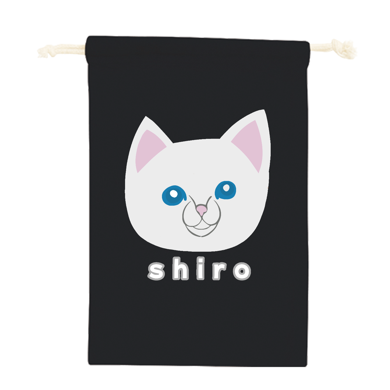 しろねこちゃん コットン巾着（Ｍ）