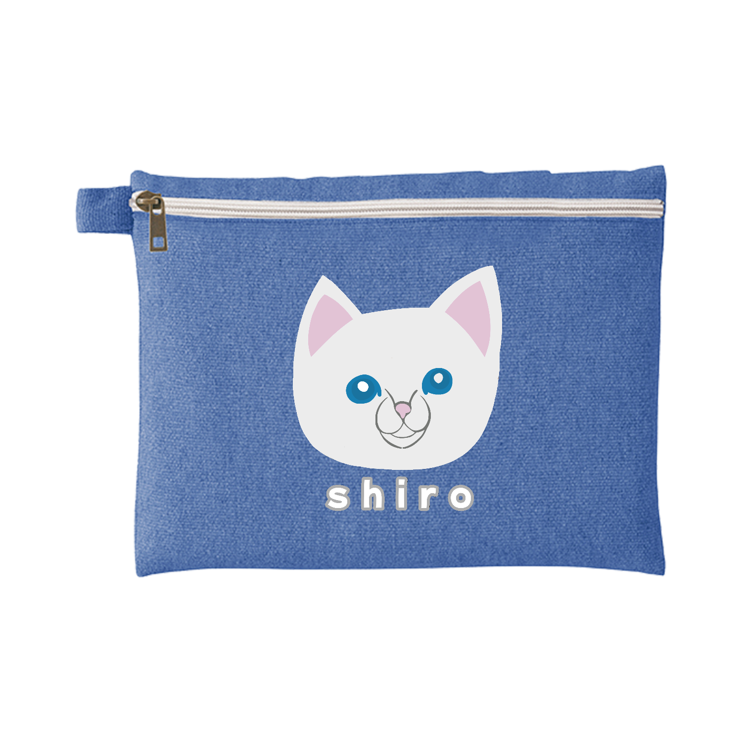 しろねこちゃん シャンブリックキャンバスフラットポーチ（L）