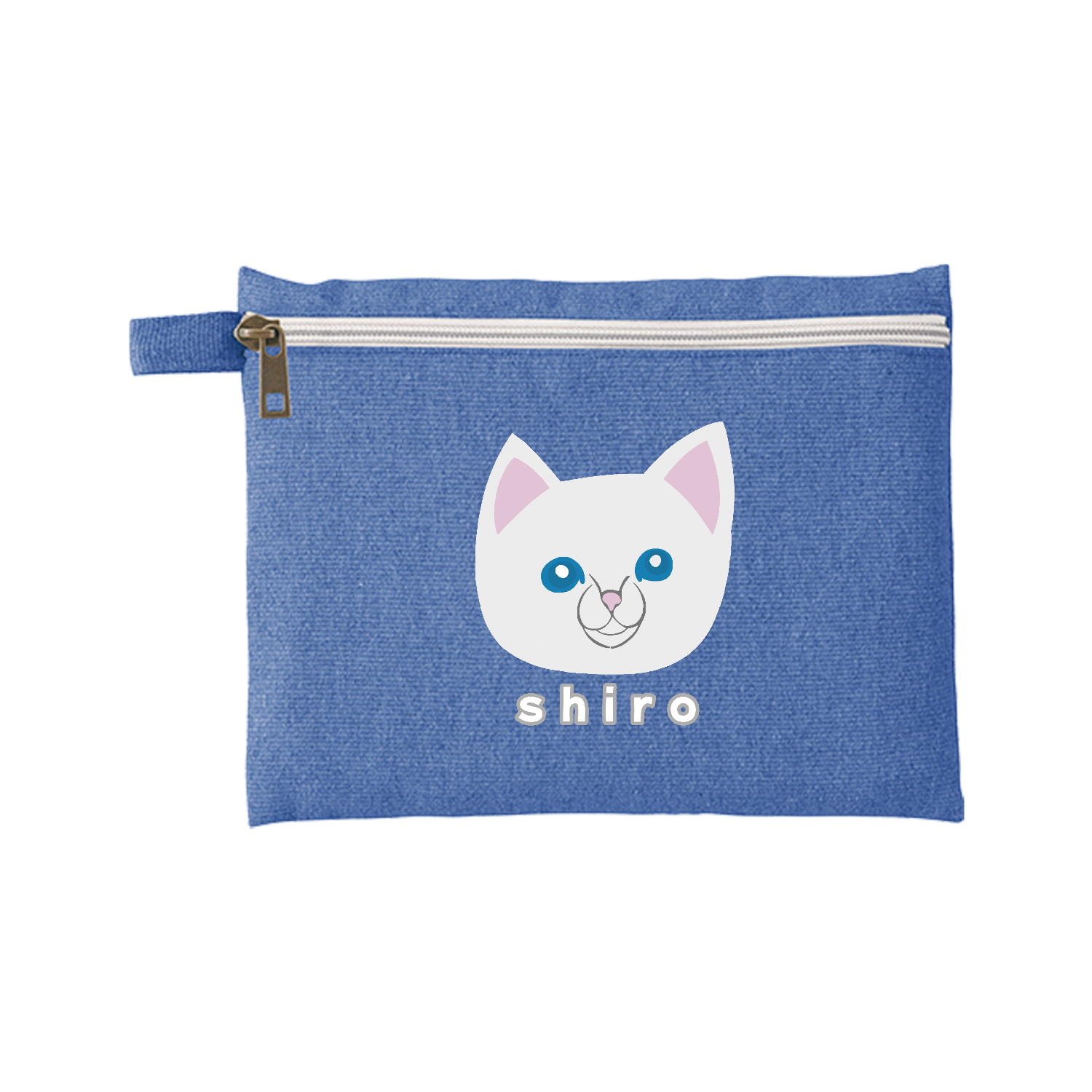 しろねこちゃん シャンブリックキャンバスフラットポーチ（M）