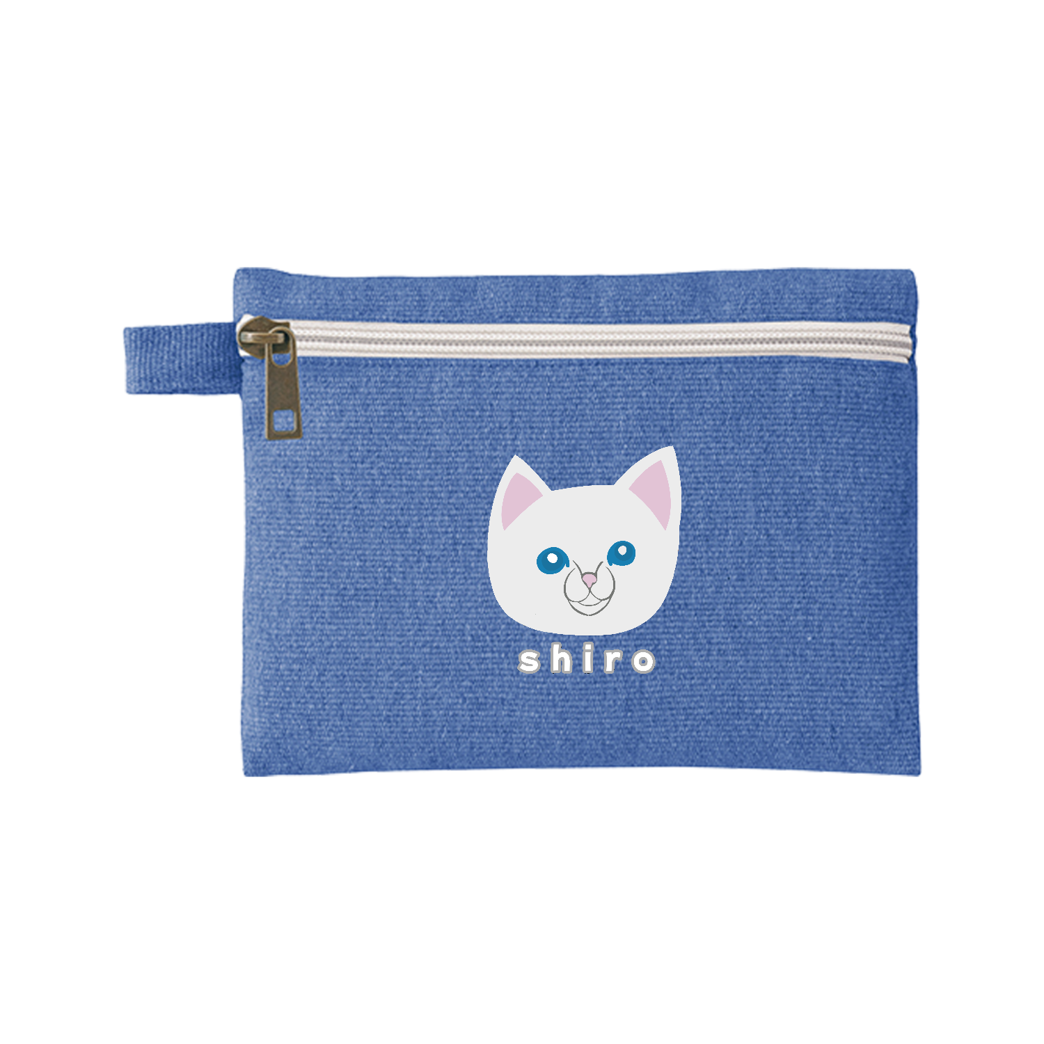 しろねこちゃん シャンブリックキャンバスフラットポーチ（S）