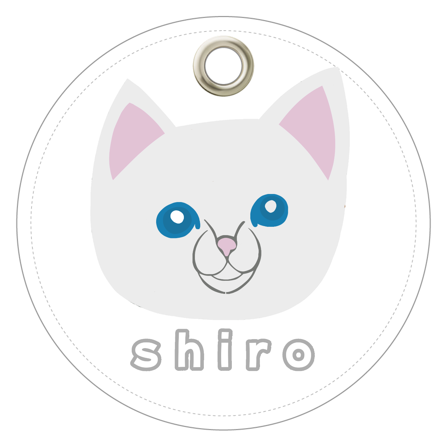 しろねこちゃんレザーキーホルダー（丸型）1