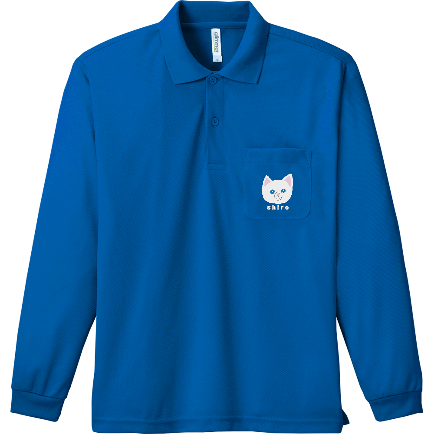 しろねこちゃん ドライ長袖ポロシャツ