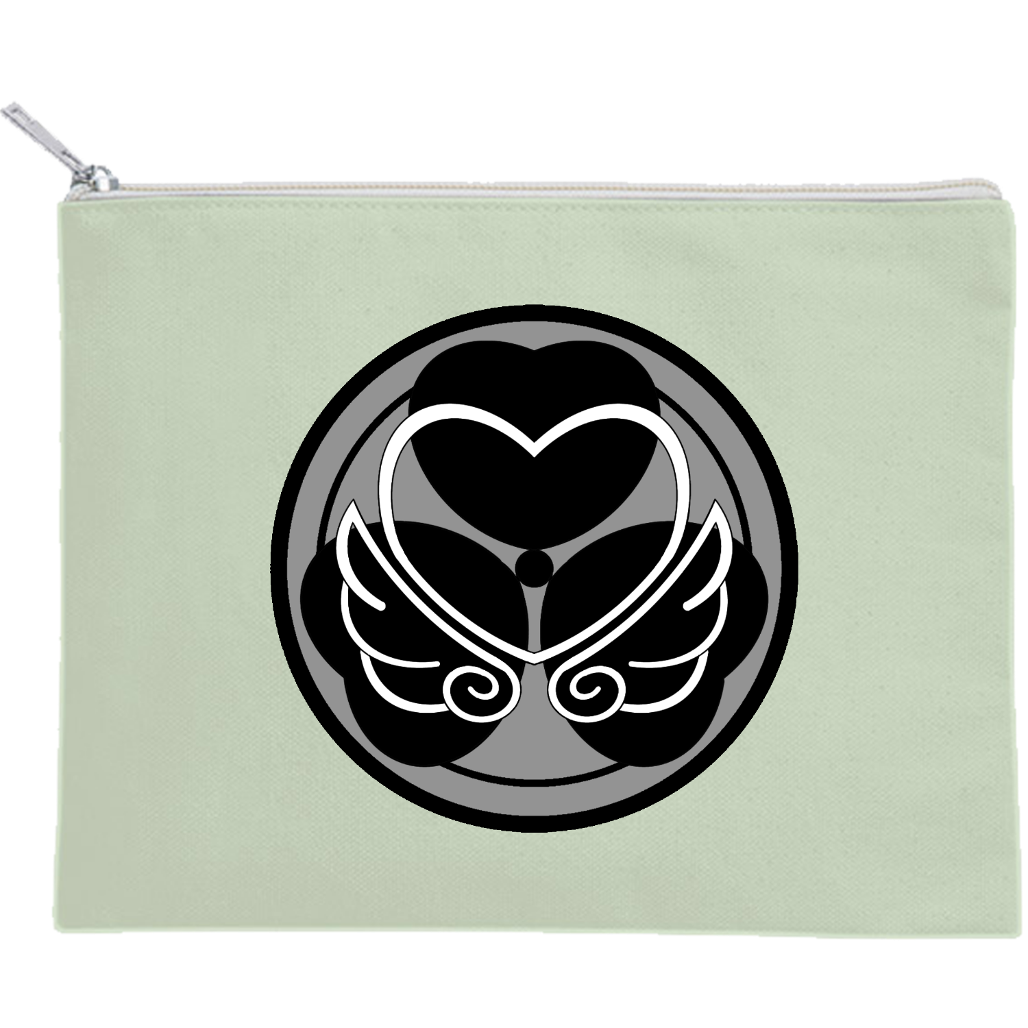 ゆず日和の家紋 キャンバスフラットポーチ（M）【白プリント有】