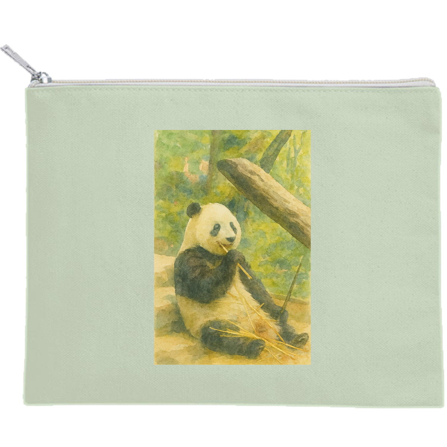 パンダTシャツ キャンバスフラットポーチ（M）【白プリント有】