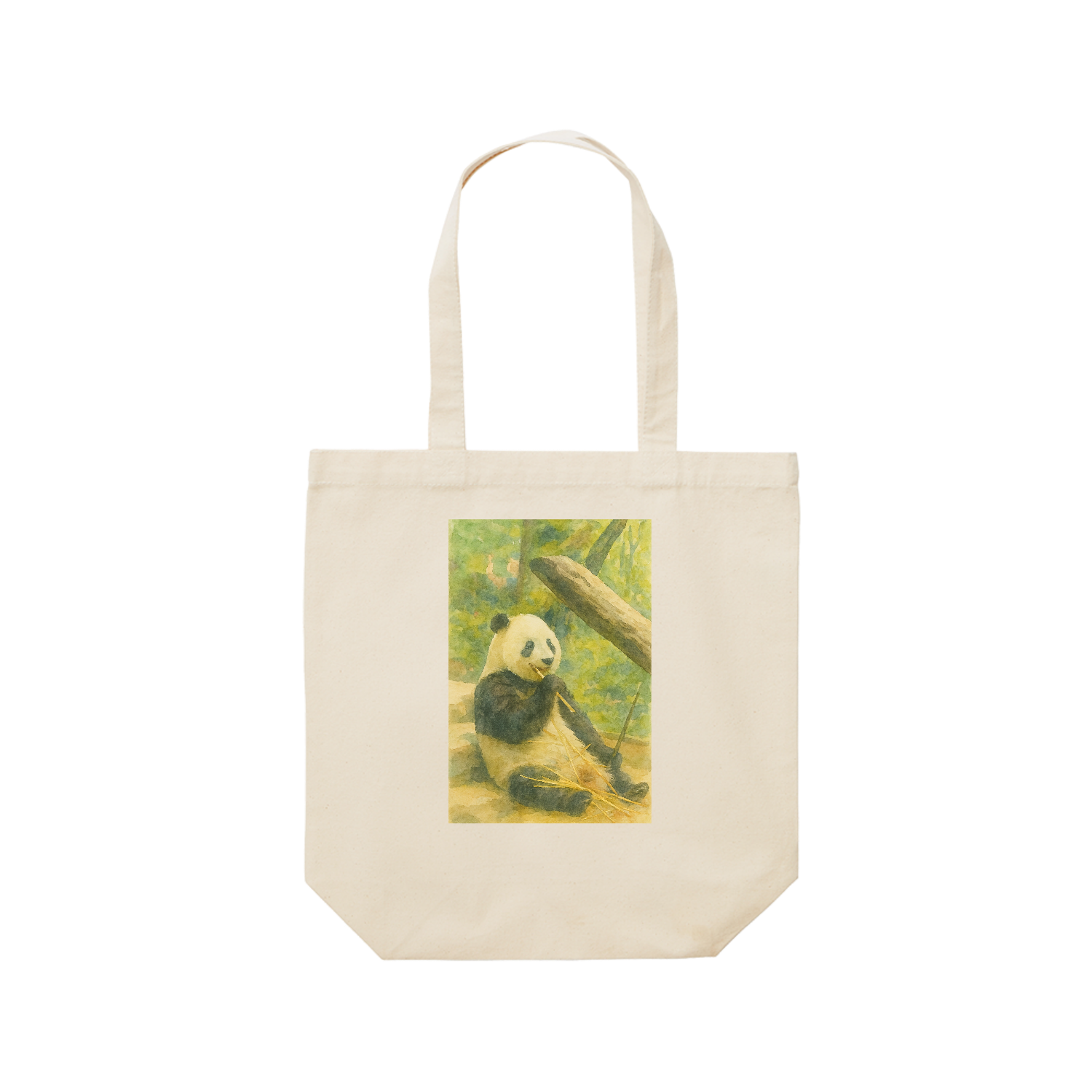 パンダTシャツ レギュラーキャンバストートバッグ(M) (フルカラー転写プリント)