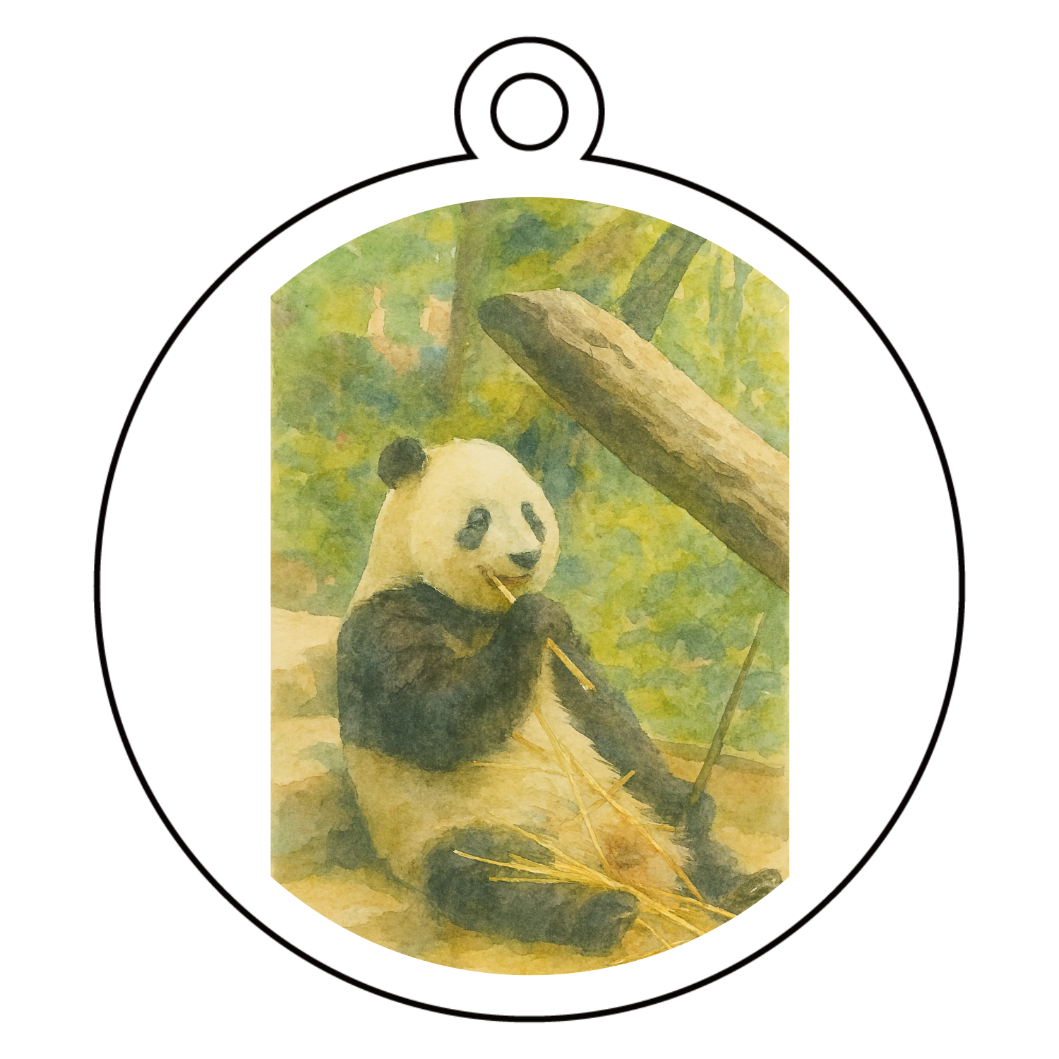 パンダTシャツ アクリルキーホルダー　丸型 (6cm)