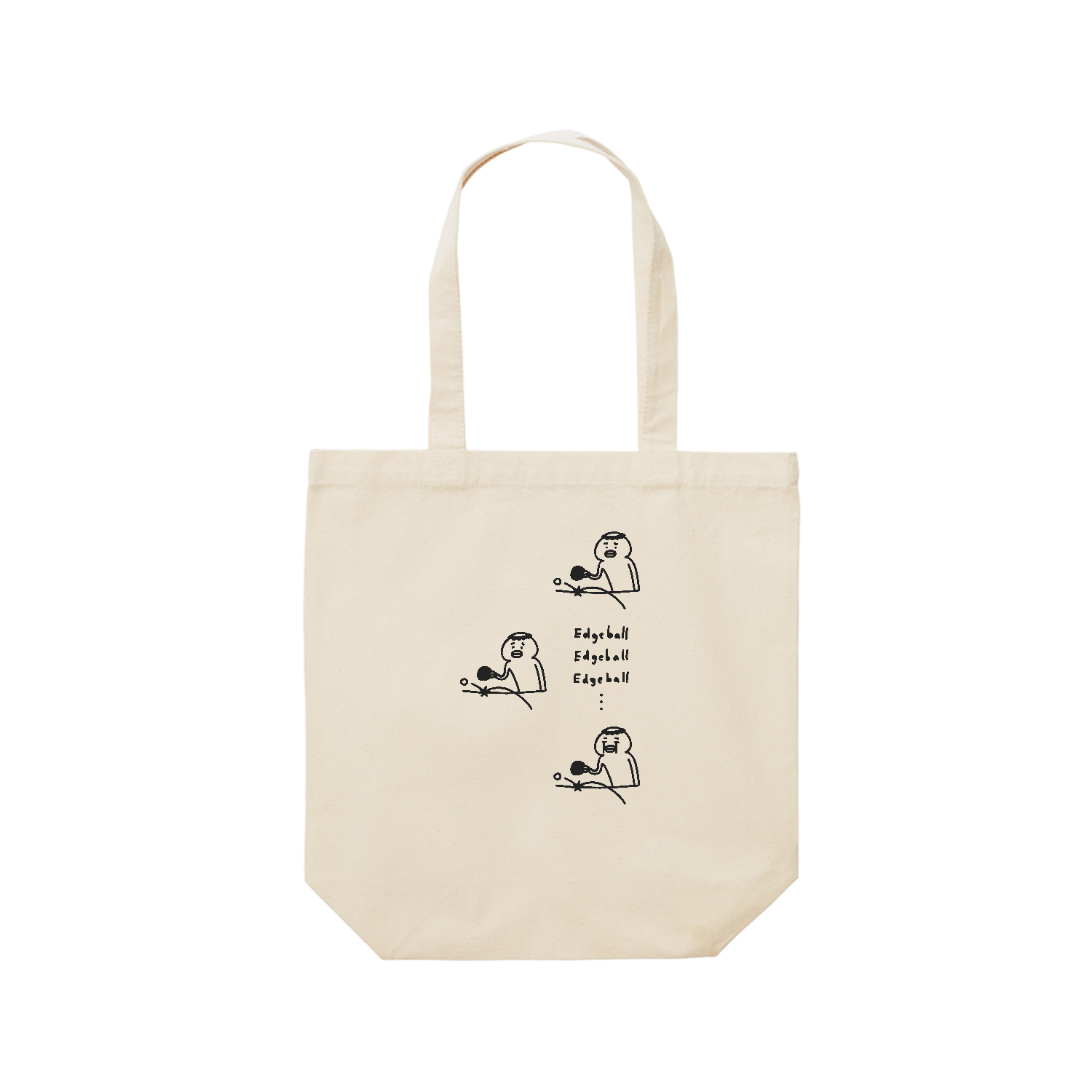 卓球　連続でエッジボール レギュラーキャンバストートバッグ(M) (フルカラー転写プリント)