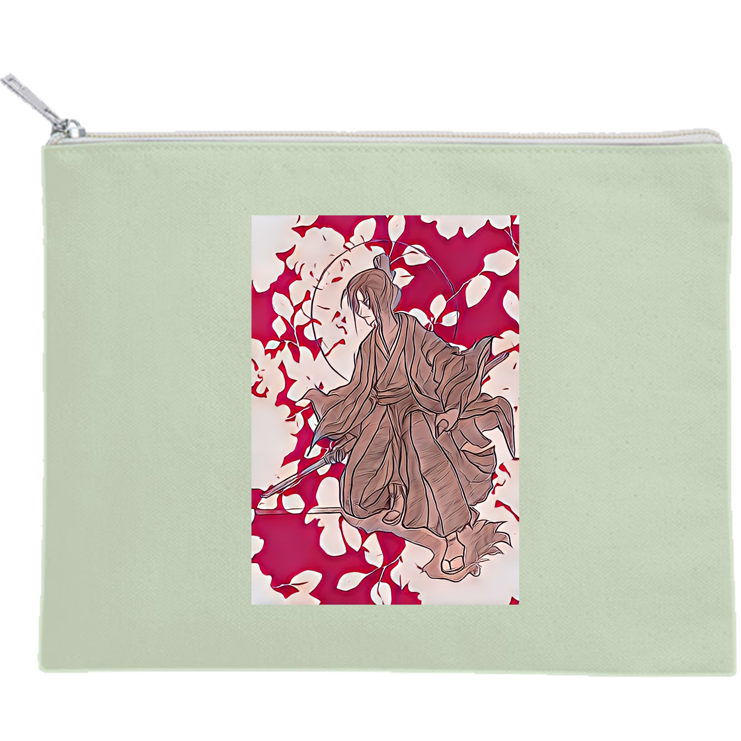 武士道 キャンバスフラットポーチ（M）【白プリント有】