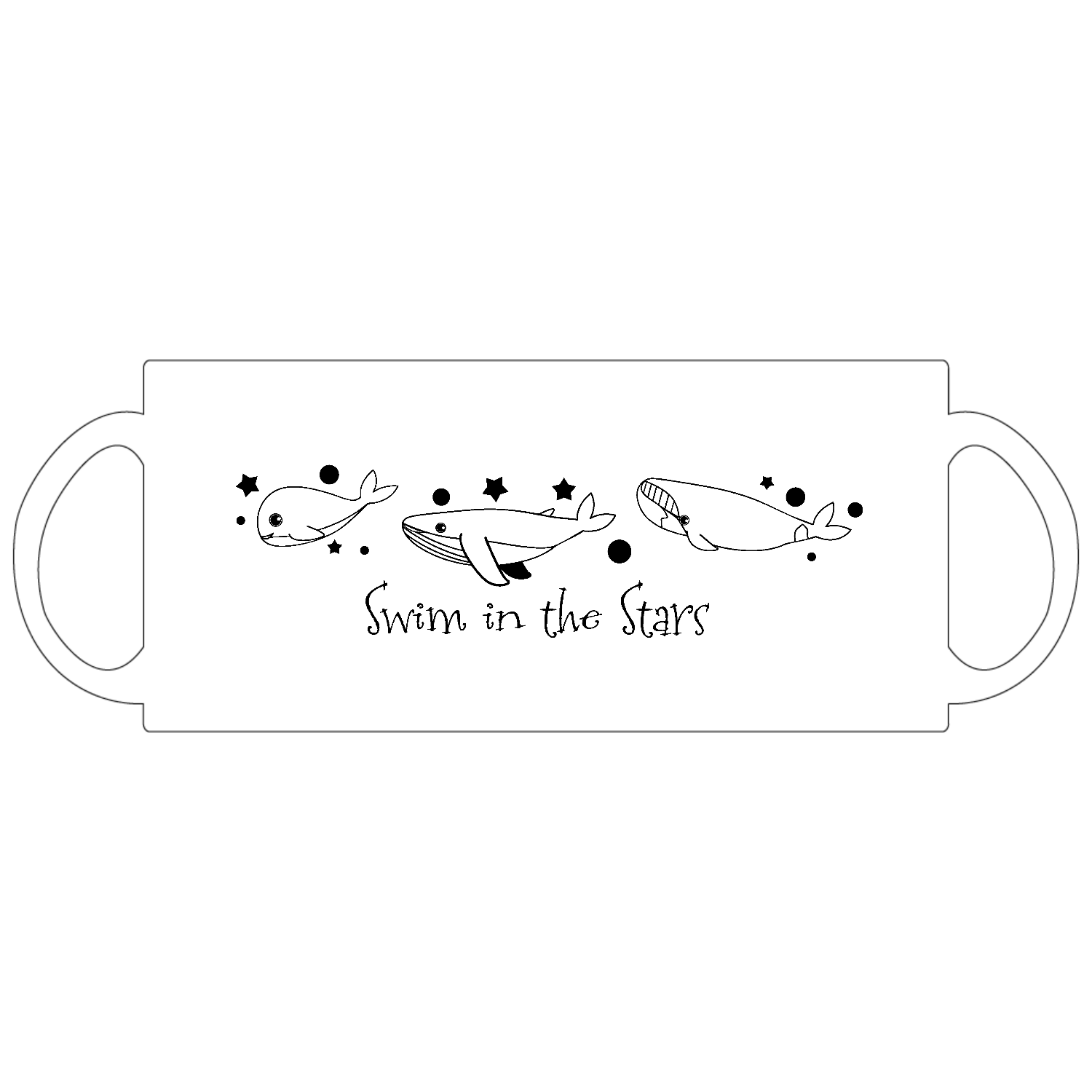 くじらの可愛い線画 定番マグカップ