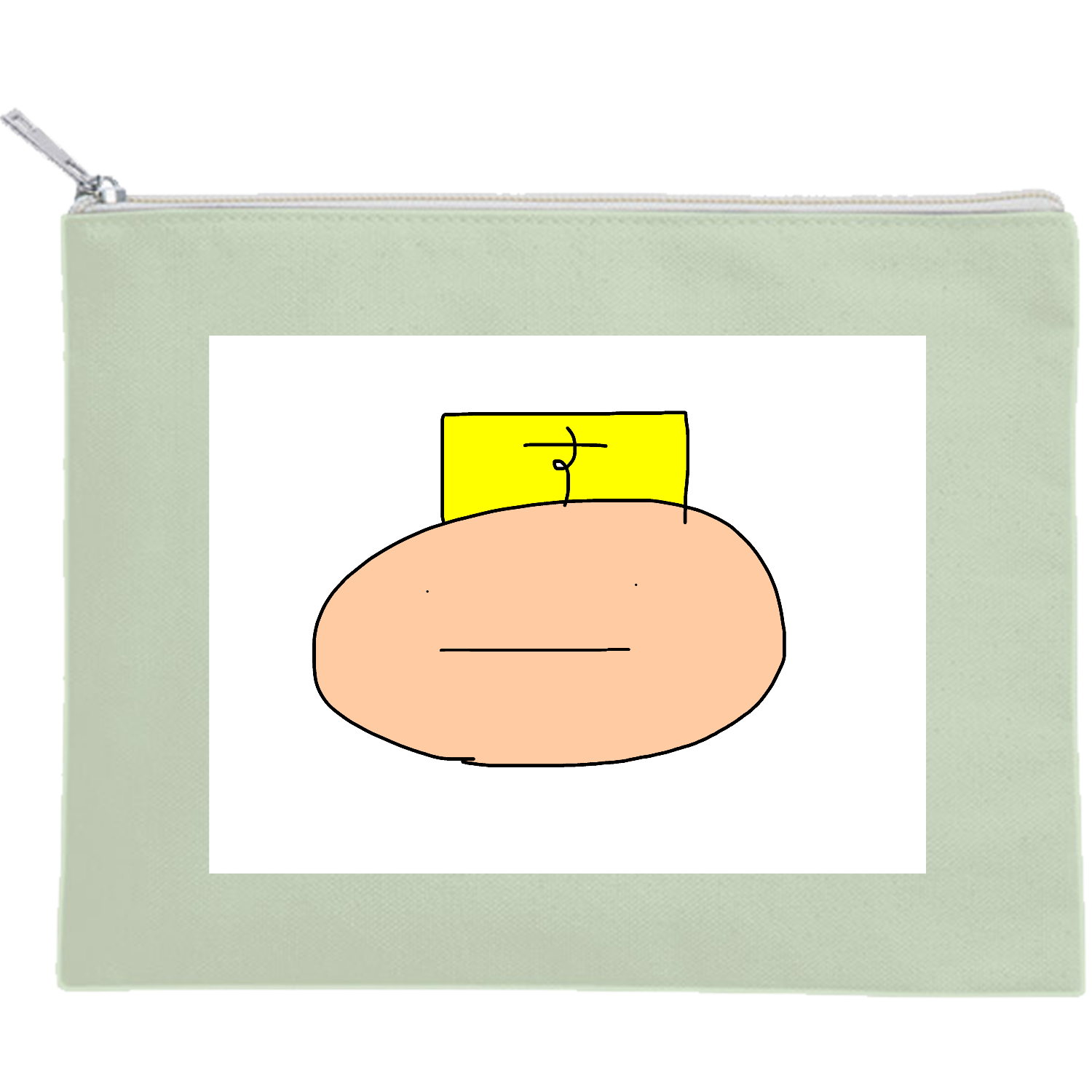 酥正思大統領グッズ キャンバスフラットポーチ（M）【白プリント有】