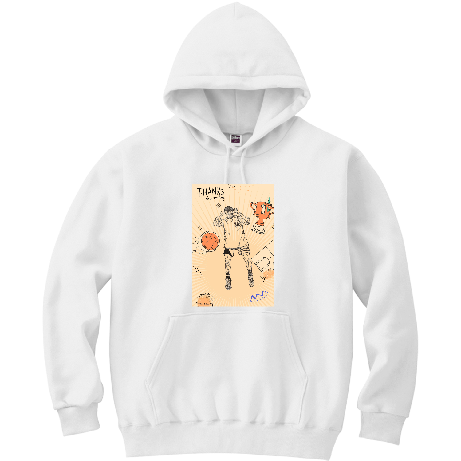 バスケ 軽量プルパーカー (長袖プリント)