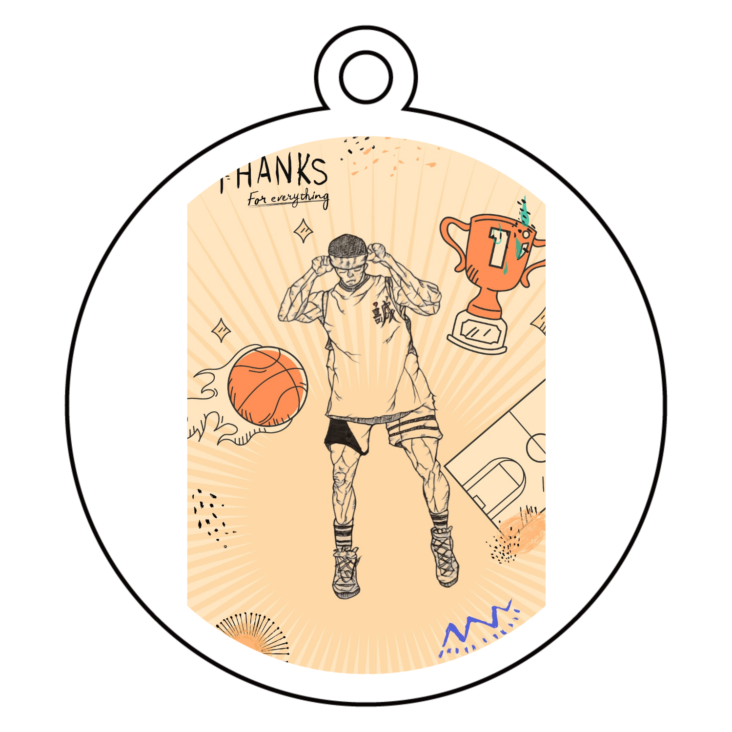 バスケ アクリルキーホルダー　丸型 (6cm)