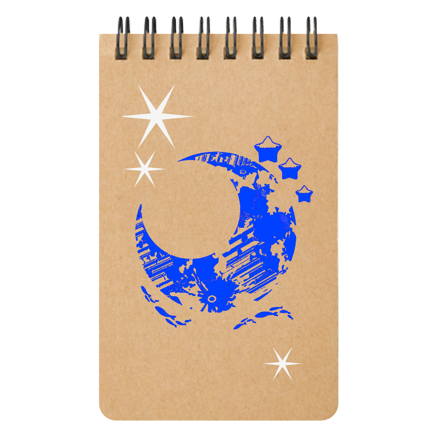 「月夜を遊覧する水色の魚 リングメモ リサイクルＡ７リングメモ　ナチュラル