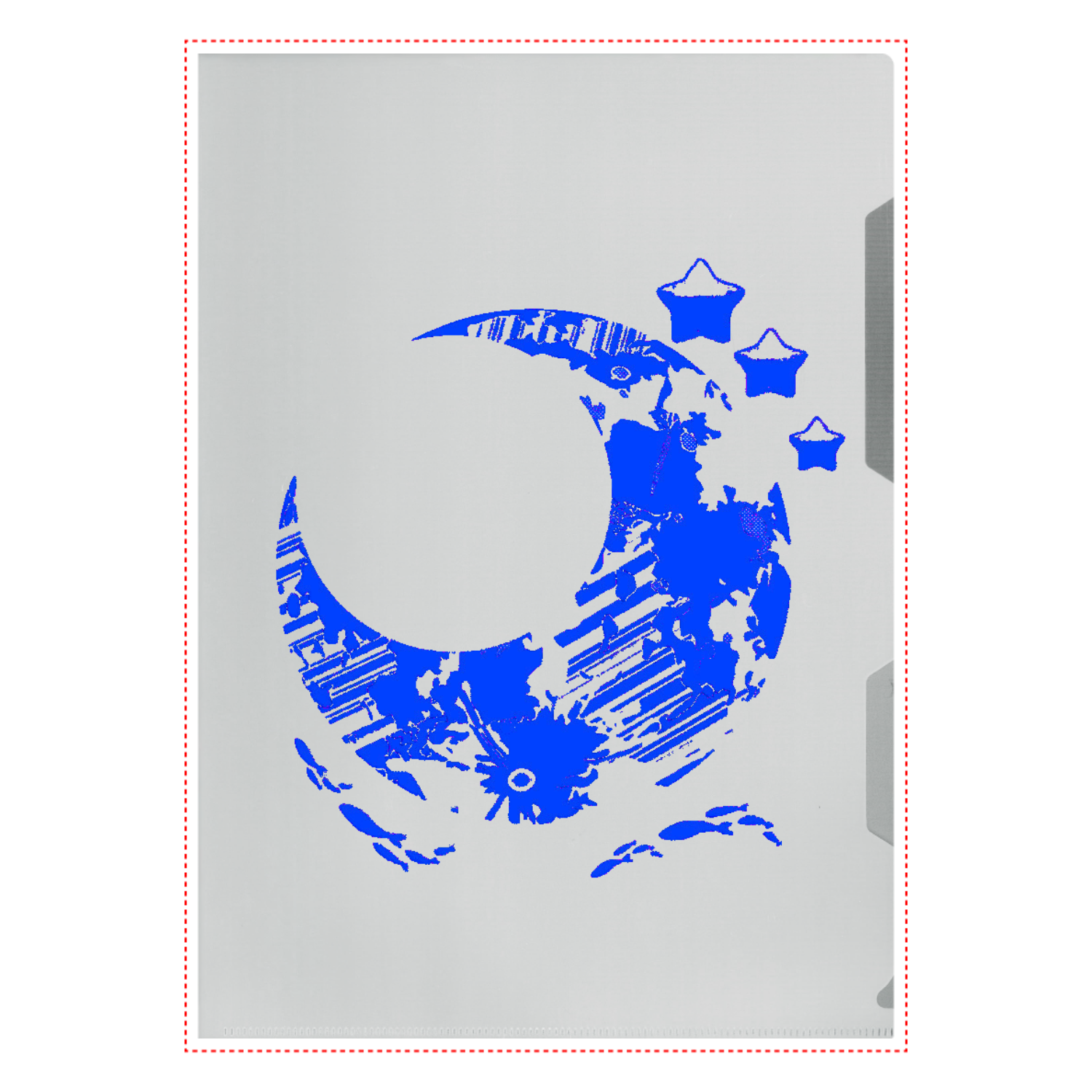 月夜を遊覧する水色の魚 クリアファイル A4クリアファイル