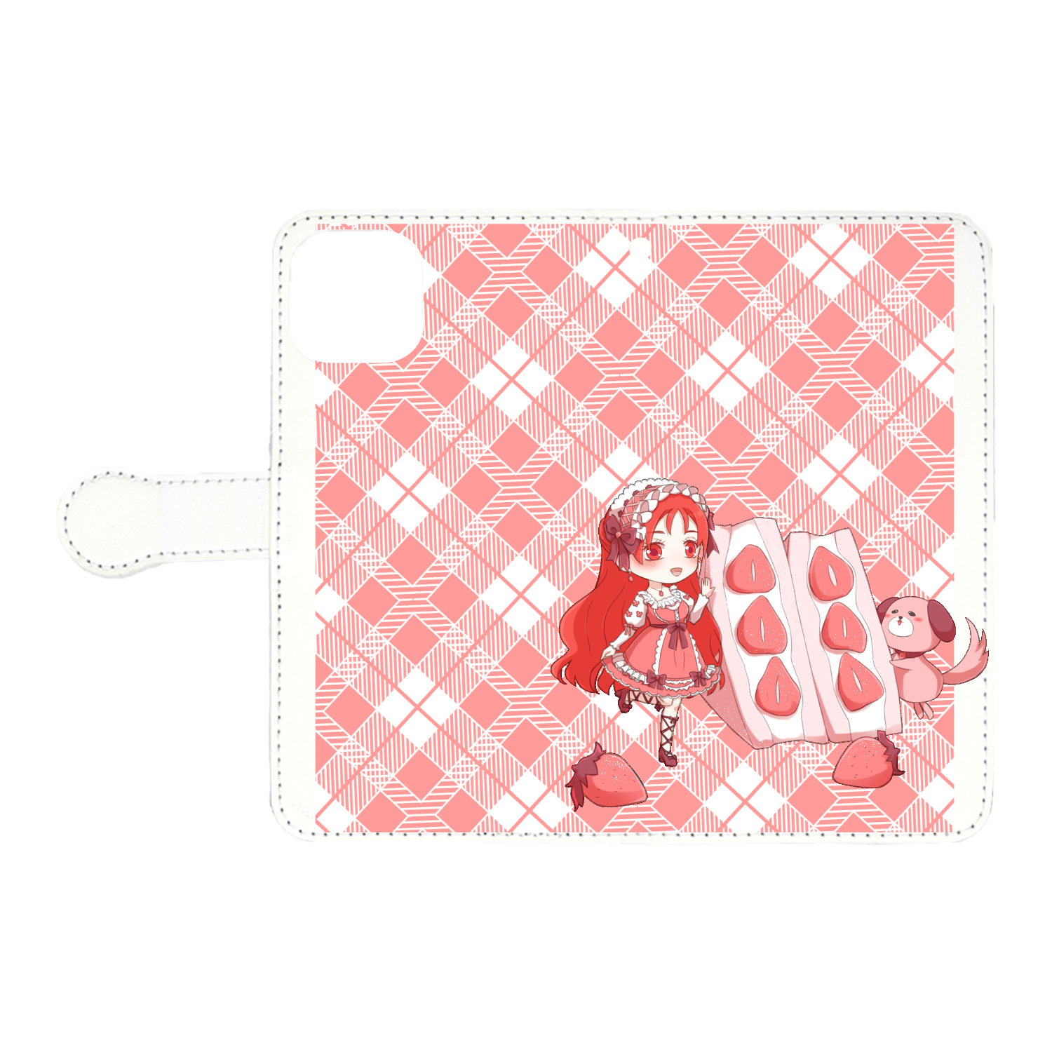 ふわ髪ロングちゃんとイチゴサンド iPhone11 手帳型スマホケース