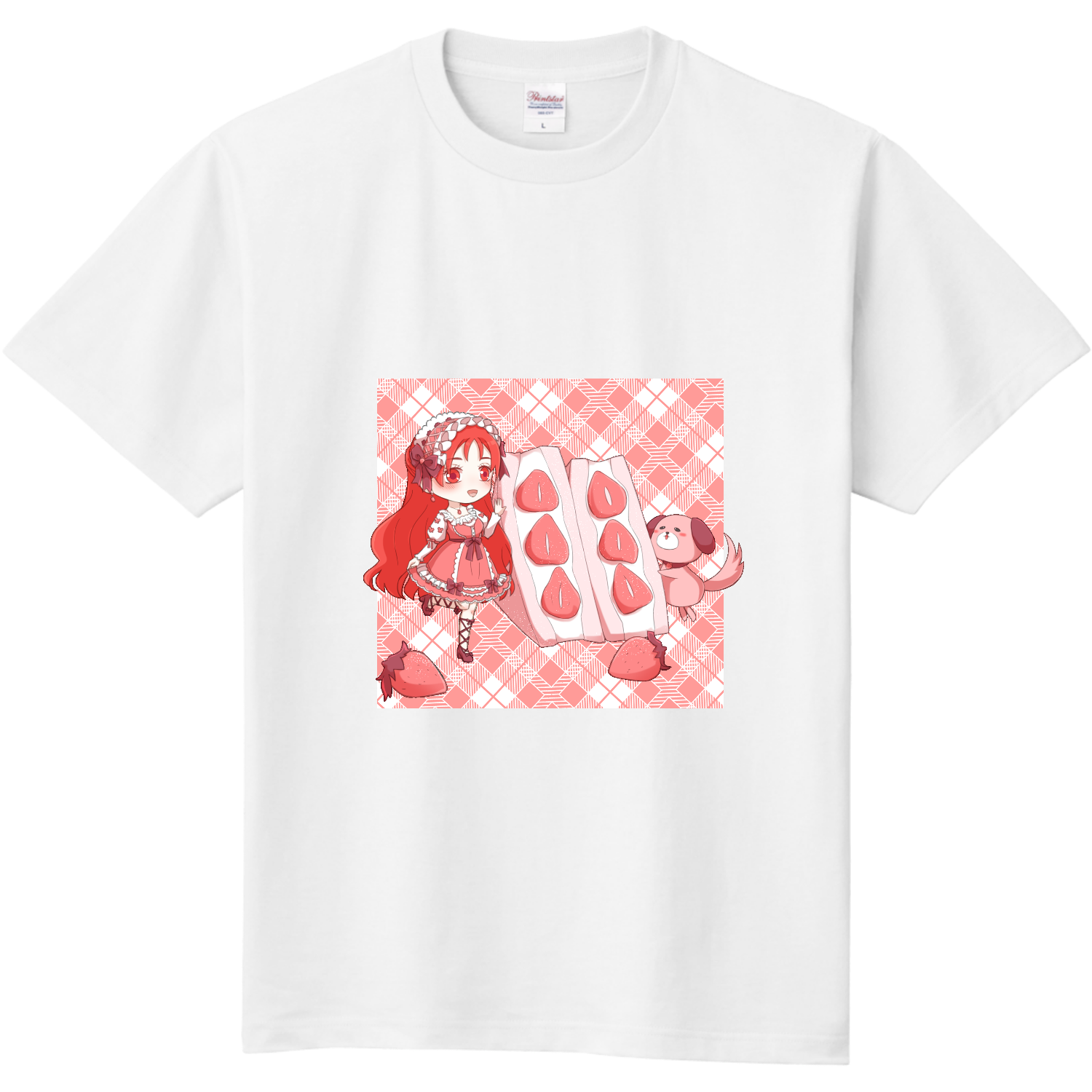 お菓子と少女（赤＆紫） 定番Ｔシャツ