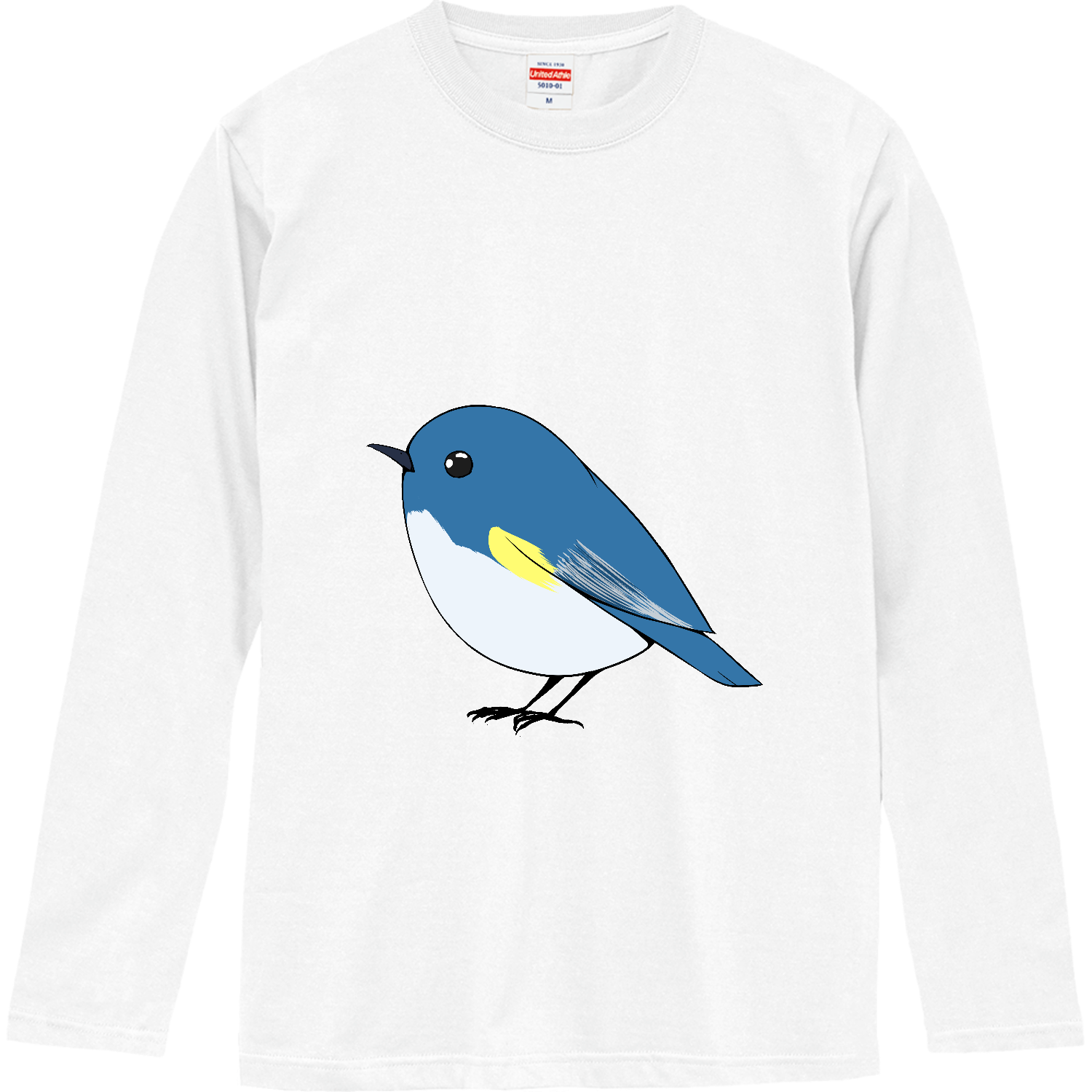 可愛いルリビタキ ロングスリーブTシャツ