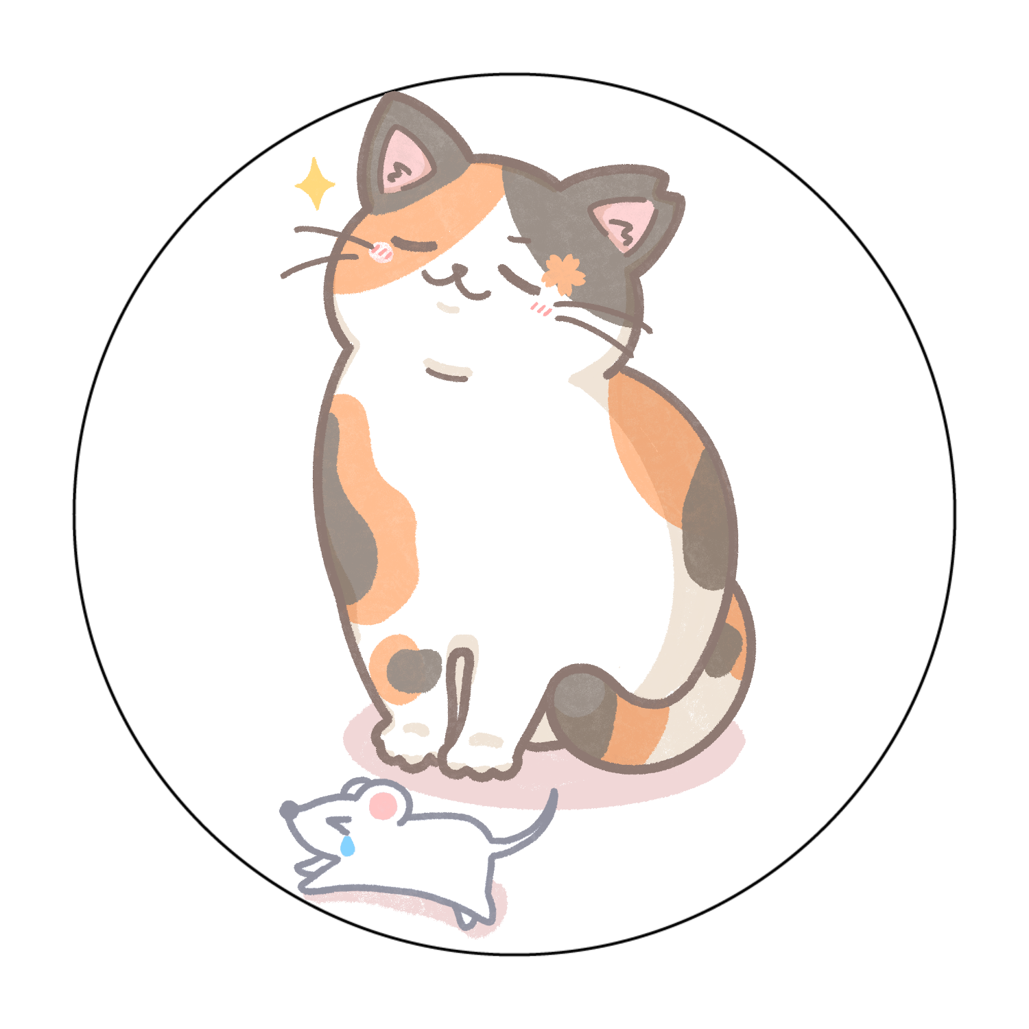 狩するさくらにゃん 捺印マット(ラウンド)