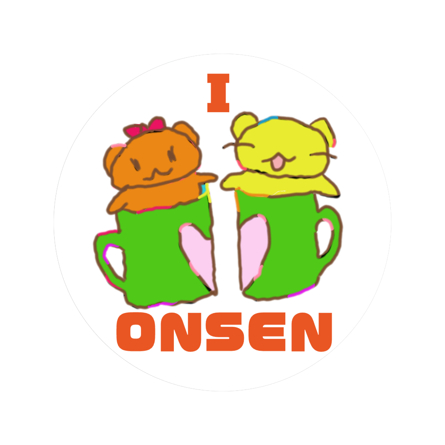 I♡LOVE　ONSEN缶バッジ 56mm缶バッジ