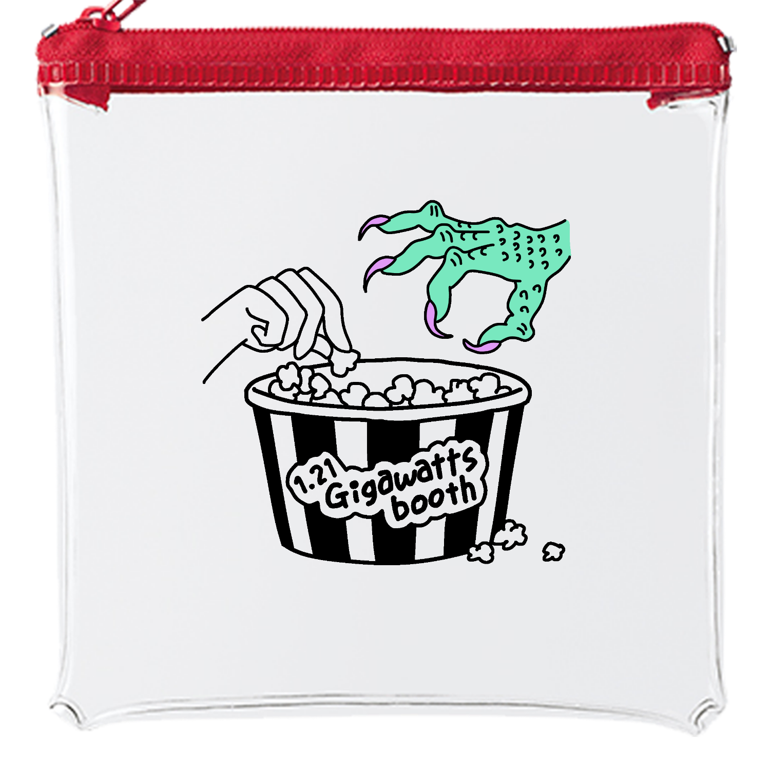 ポーチ「どっちが狙われているんでしょうね…」カラーファスナークリアポーチ（S）1