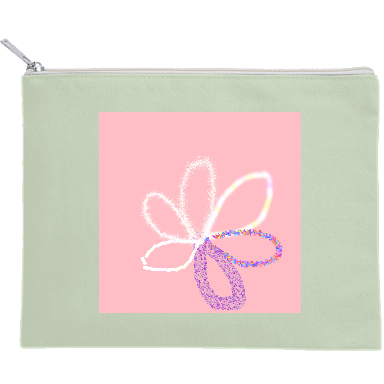 花びらと私 キャンバスフラットポーチ（M）【白プリント有】