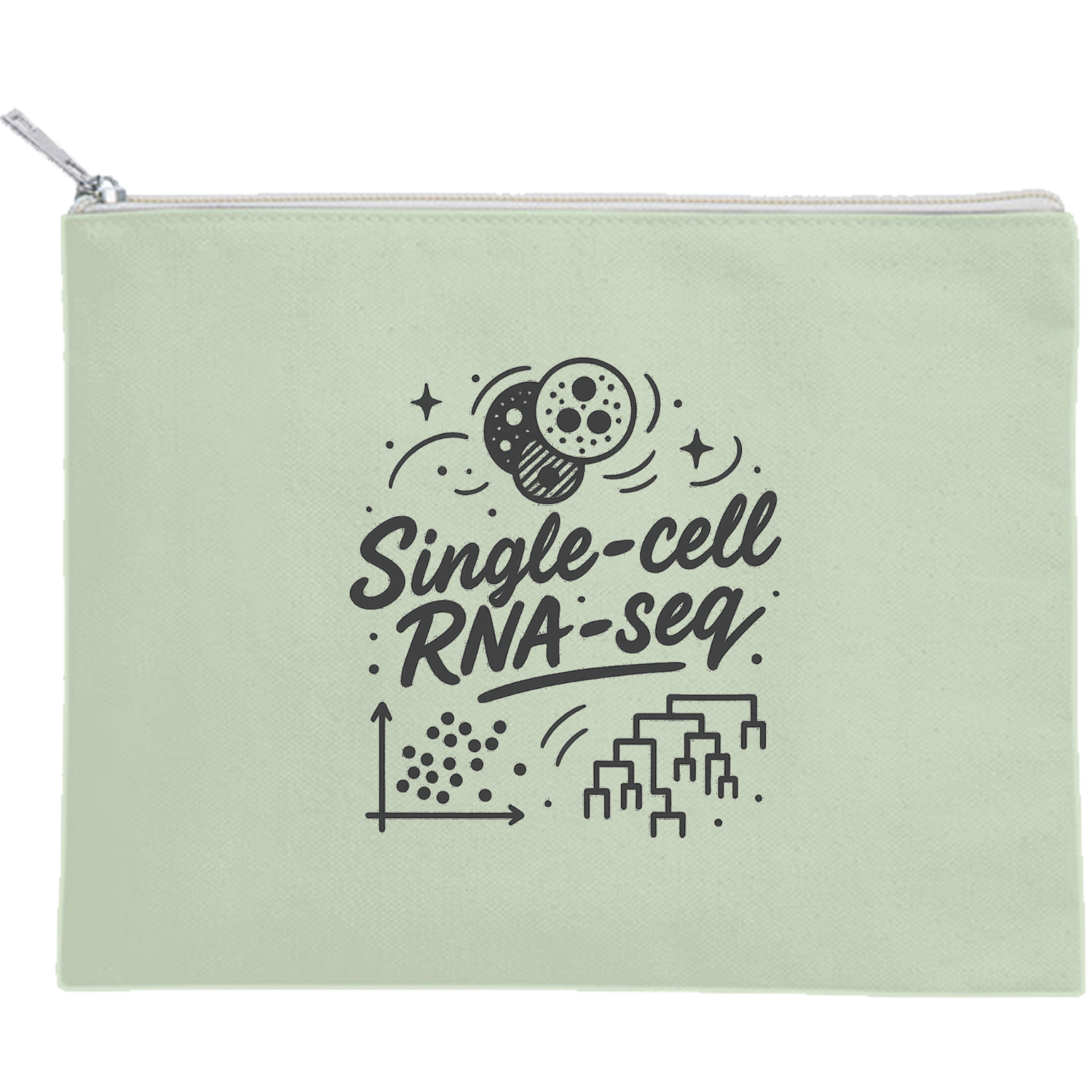 Single-cell RNA-seq Tシャツ キャンバスフラットポーチ（M）【白プリント有】