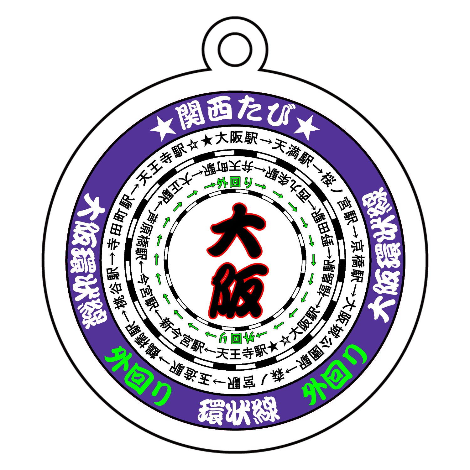 大阪環状線アクリルキーホルダー　丸型 (6cm)1