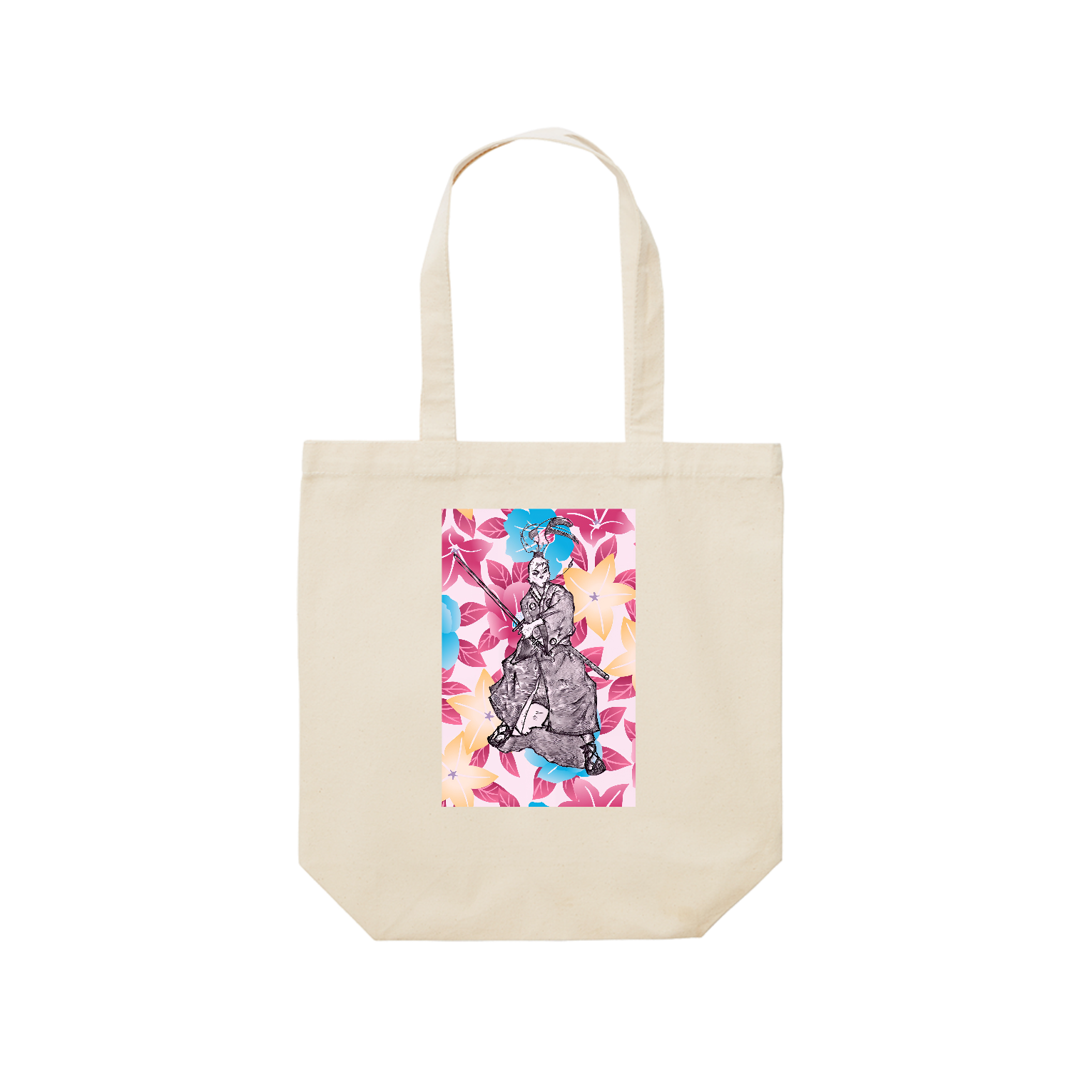 うさぎ侍 レギュラーキャンバストートバッグ(M) (フルカラー転写プリント)