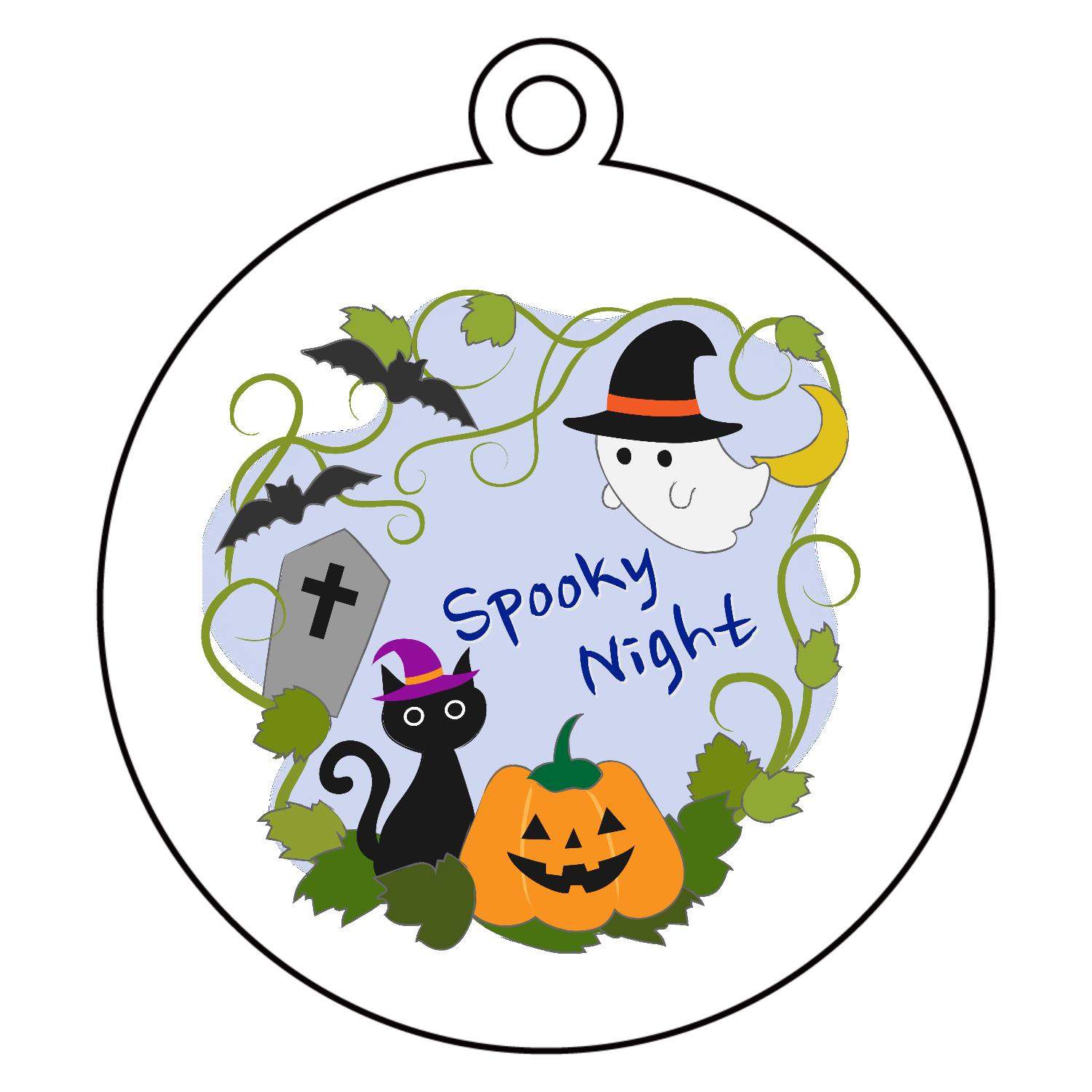 ハロウィン（Spooky Night） アクリルキーホルダー　丸型 (6cm)