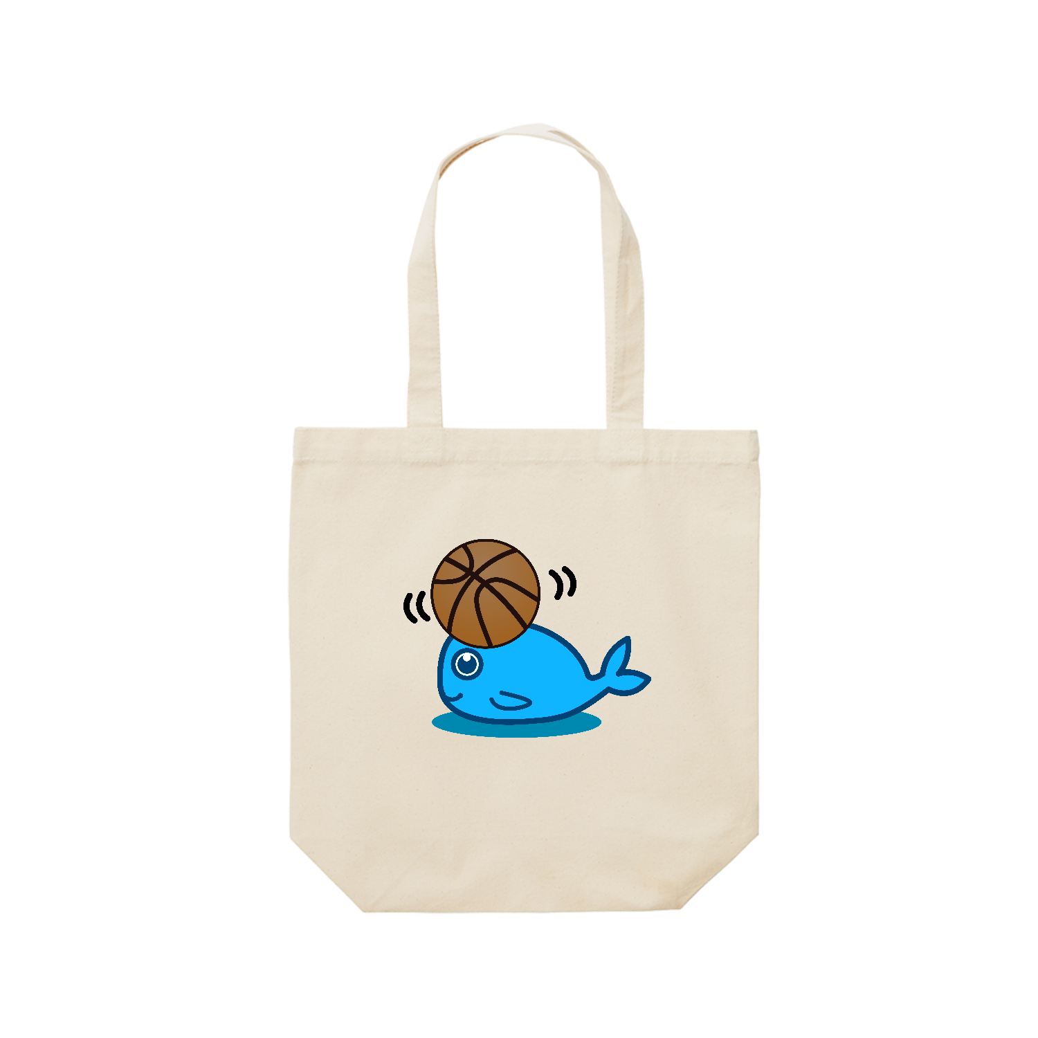 バスケくじらちゃん レギュラーキャンバストートバッグ(M) (フルカラー転写プリント)