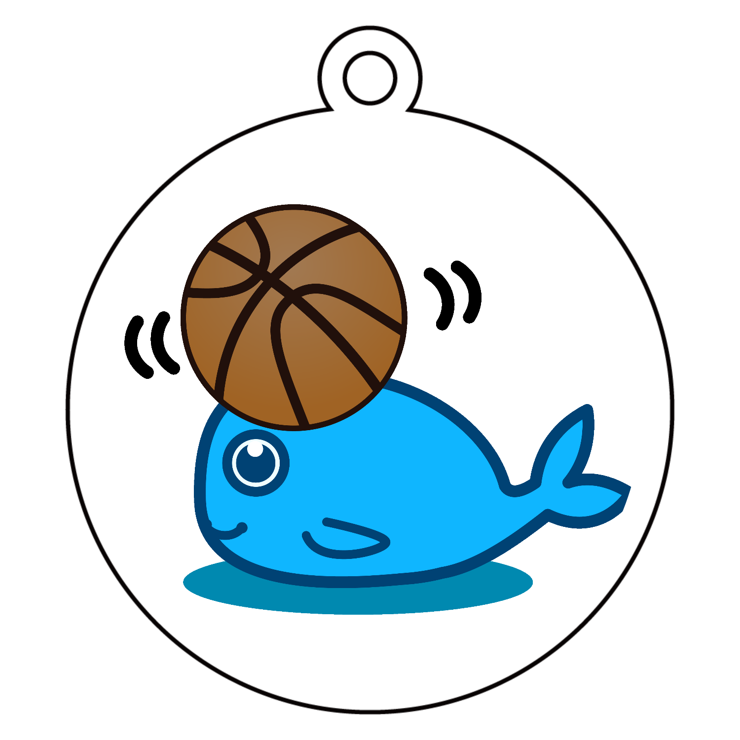 バスケくじらちゃん アクリルキーホルダー　丸型 (6cm)