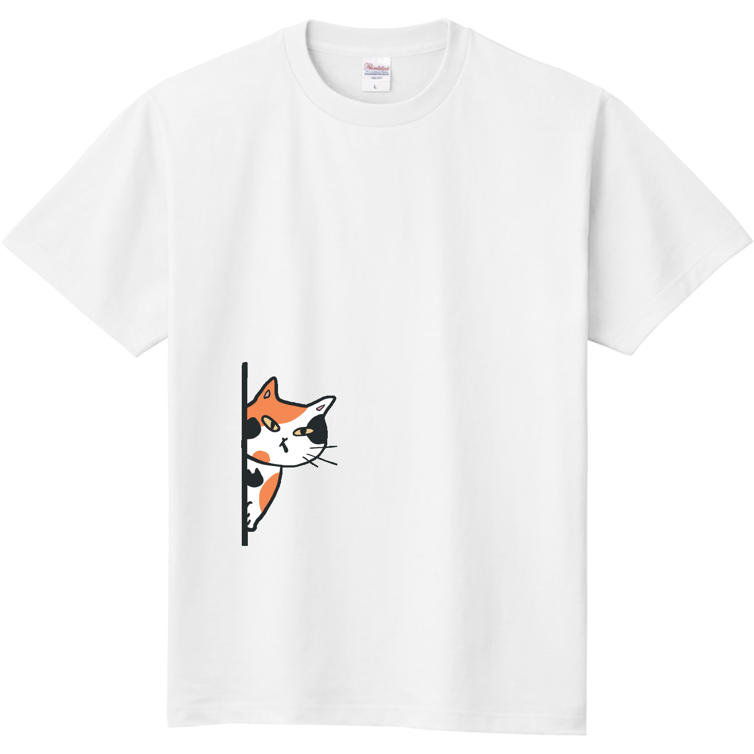 のぞき見ネコ 三毛猫定番Tシャツの商品購入ページ｜クリエイターの