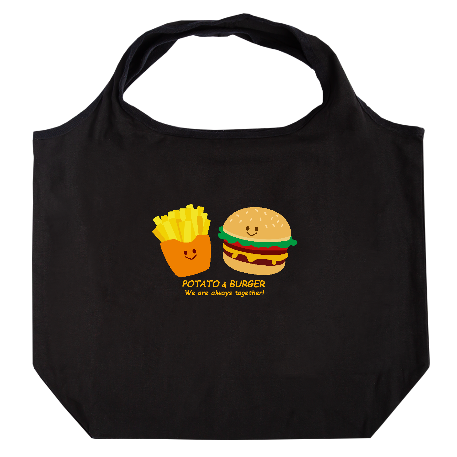 グラフィックシリーズ「ポテト＆バーガー」 たためるマルシェ【白プリントあり】